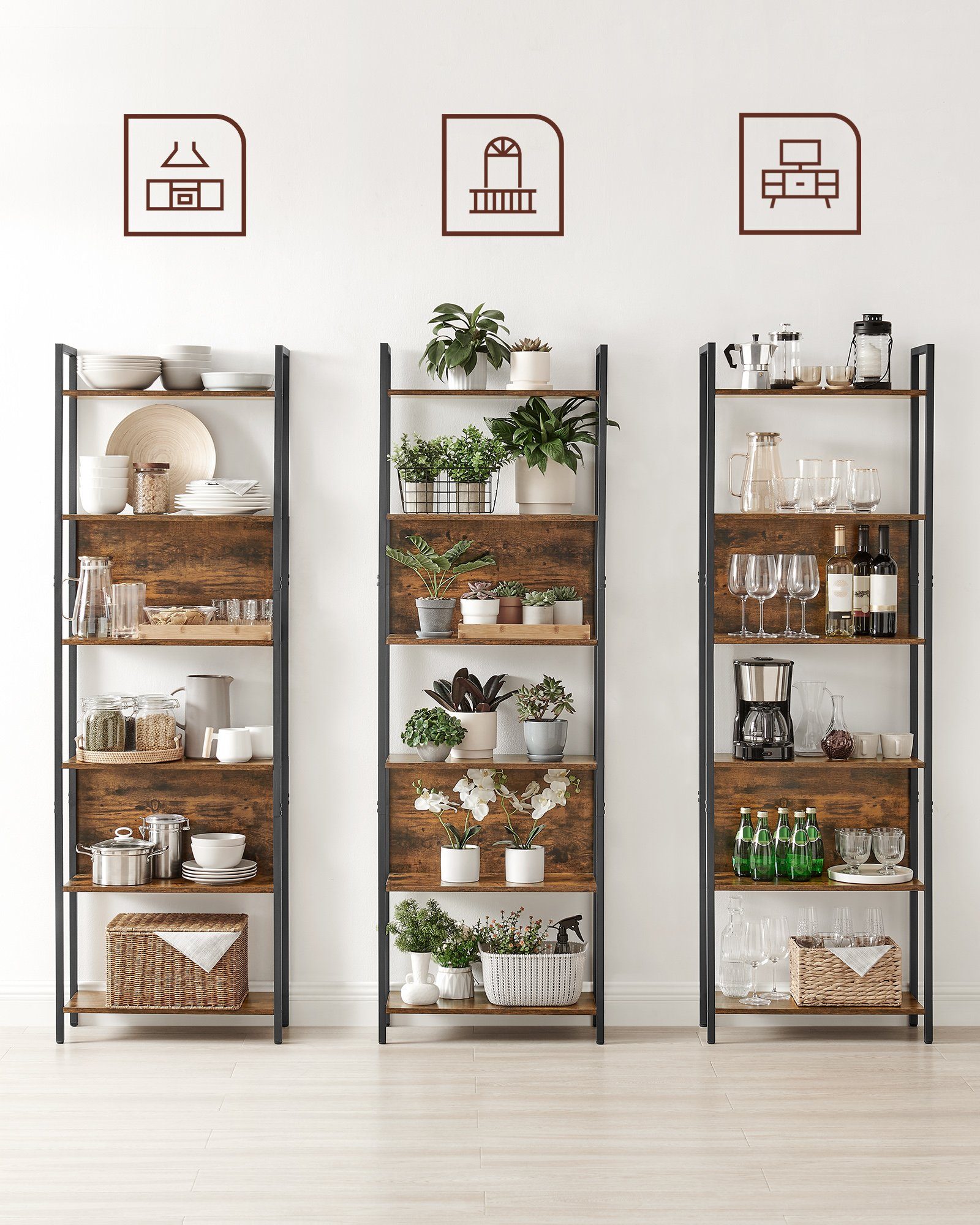 VASAGLE Bücherregal, Küchenregal, Standregal, multifunktional, 5/6 ebenen günstig online kaufen