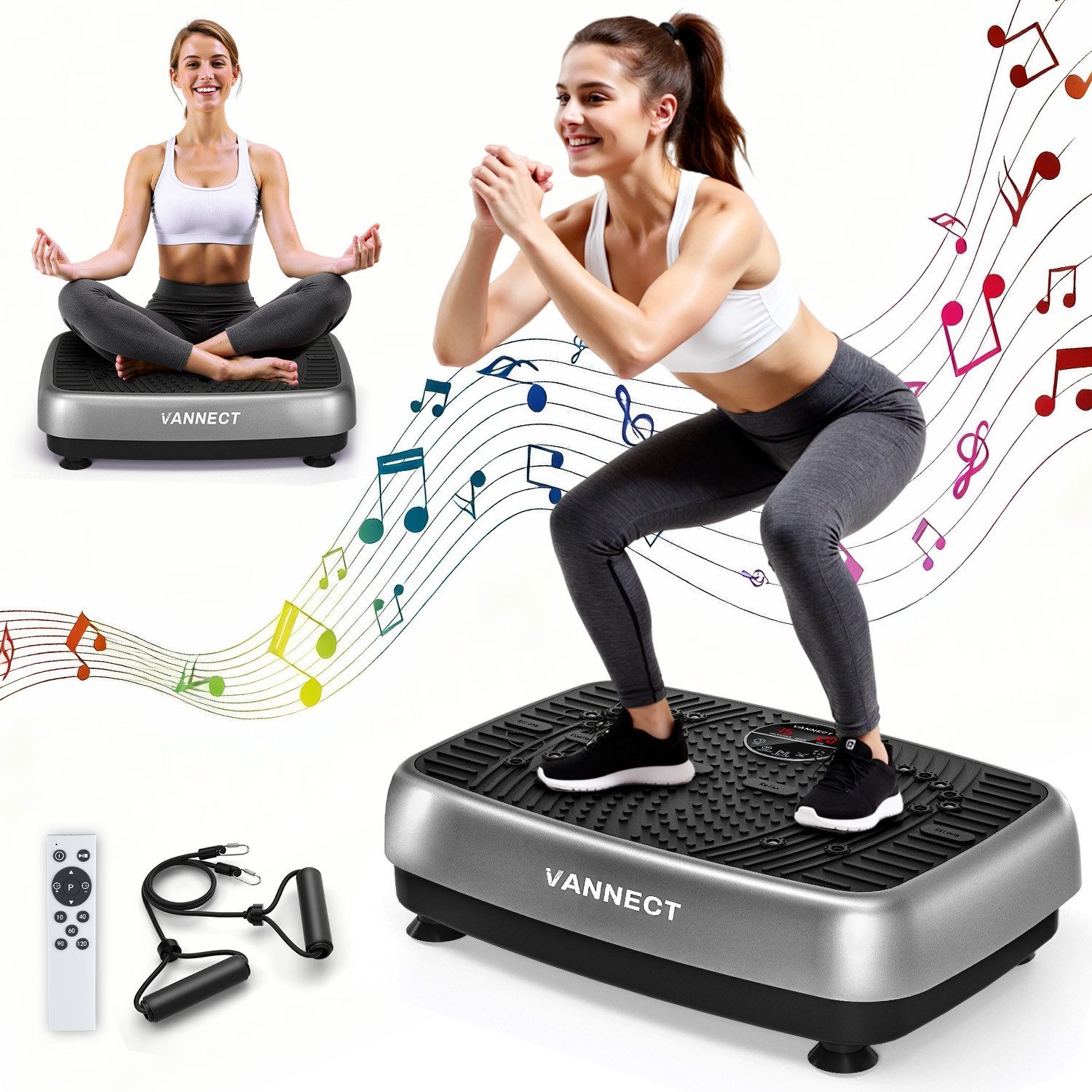 VANNECT Vibrationsplatte 2026 Verbesserte 3D Vibrationsplatte mit Doppelmotoren für Abnehmen, 200 W, 120 Intensitätsstufen, (1 tlg), Ganzkörpertraining, Muskelaufbau - Massagegerät, bis 200 kg