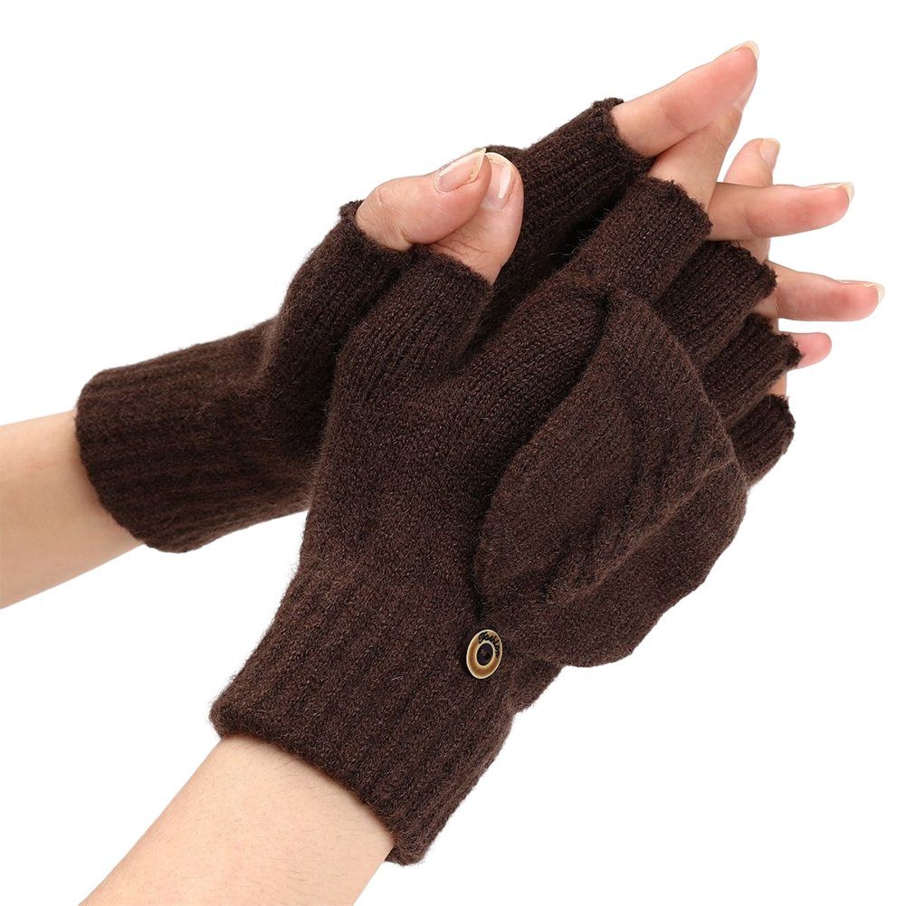 Einfache Blusmart Wintermode, Halbfinger-Flip-Handschuhe Strickhandschuhe Einheitsgröße Strickhandschuhe Für 4