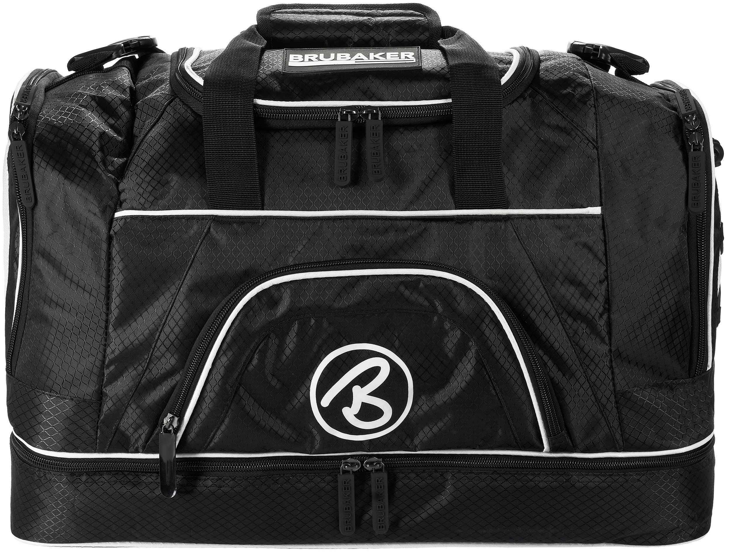 BRUBAKER Sporttasche XXL (1-tlg., Fitnesstasche Nassfach), 52 oder und Reisetasche 90 Schuhfach mit Trainingstasche Schwarz l Schultergurt l mit abnehmbarem