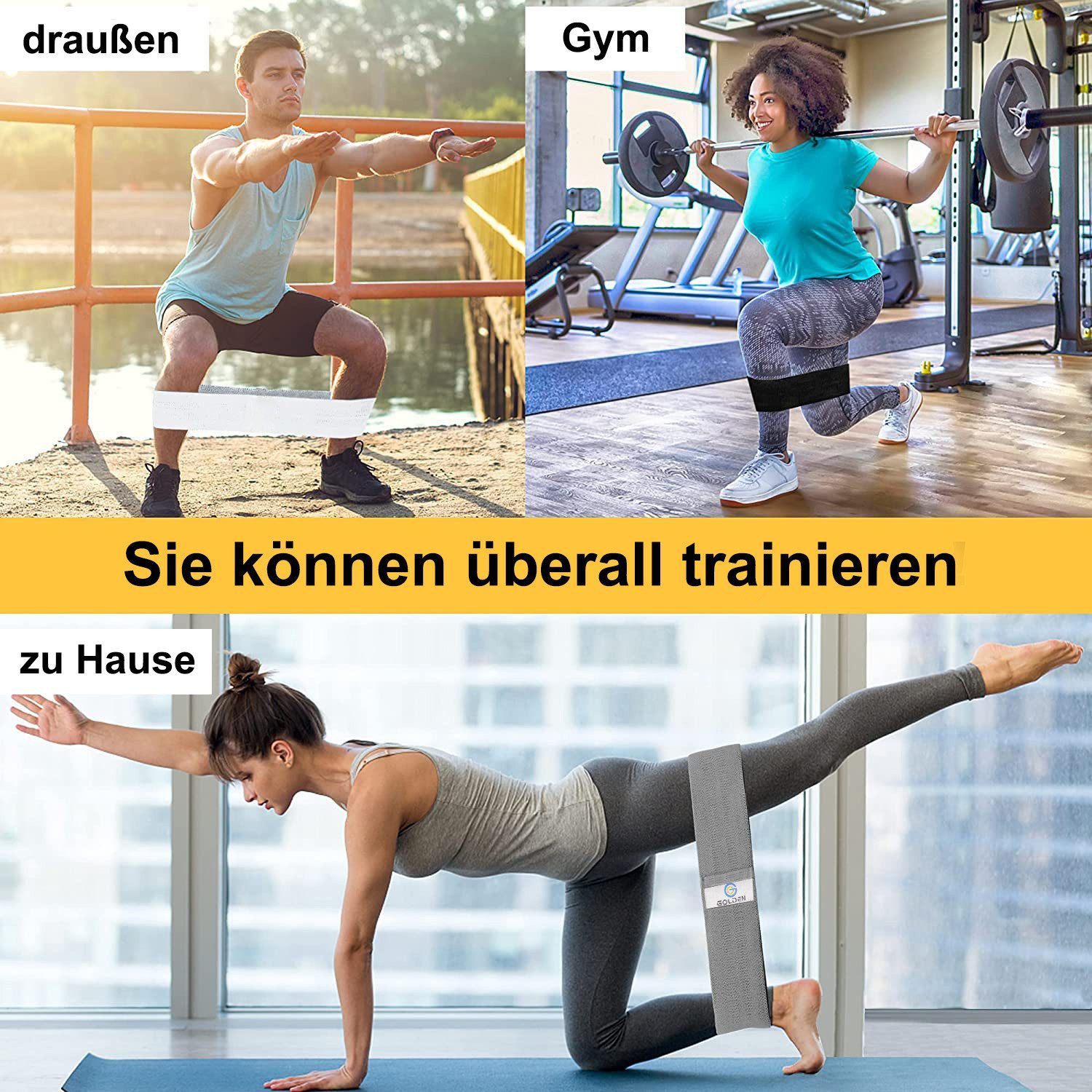 GOLDEN Trainingsbänder Fitnessband Hüftbänder Übungsband Sportband Widerstandsbänder Training