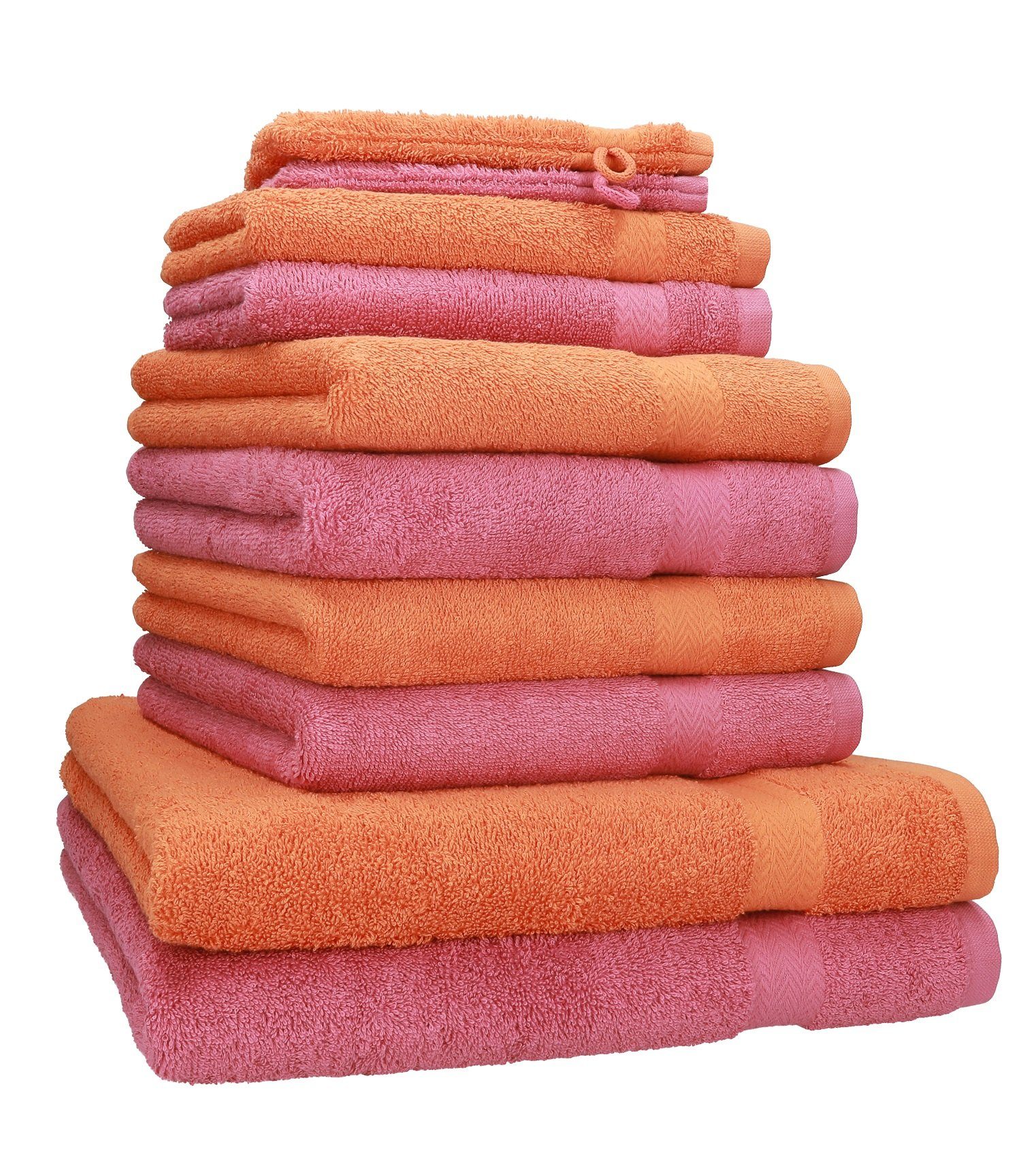 Betz Handtuch Set »10-TLG. Handtuch-Set Premium 100% Baumwolle 2  Duschtücher 4 Handtücher 2 Gästetücher 2 Waschhandschuhe Farbe Orange Terra  & Altrosa« (10-tlg) online kaufen | OTTO