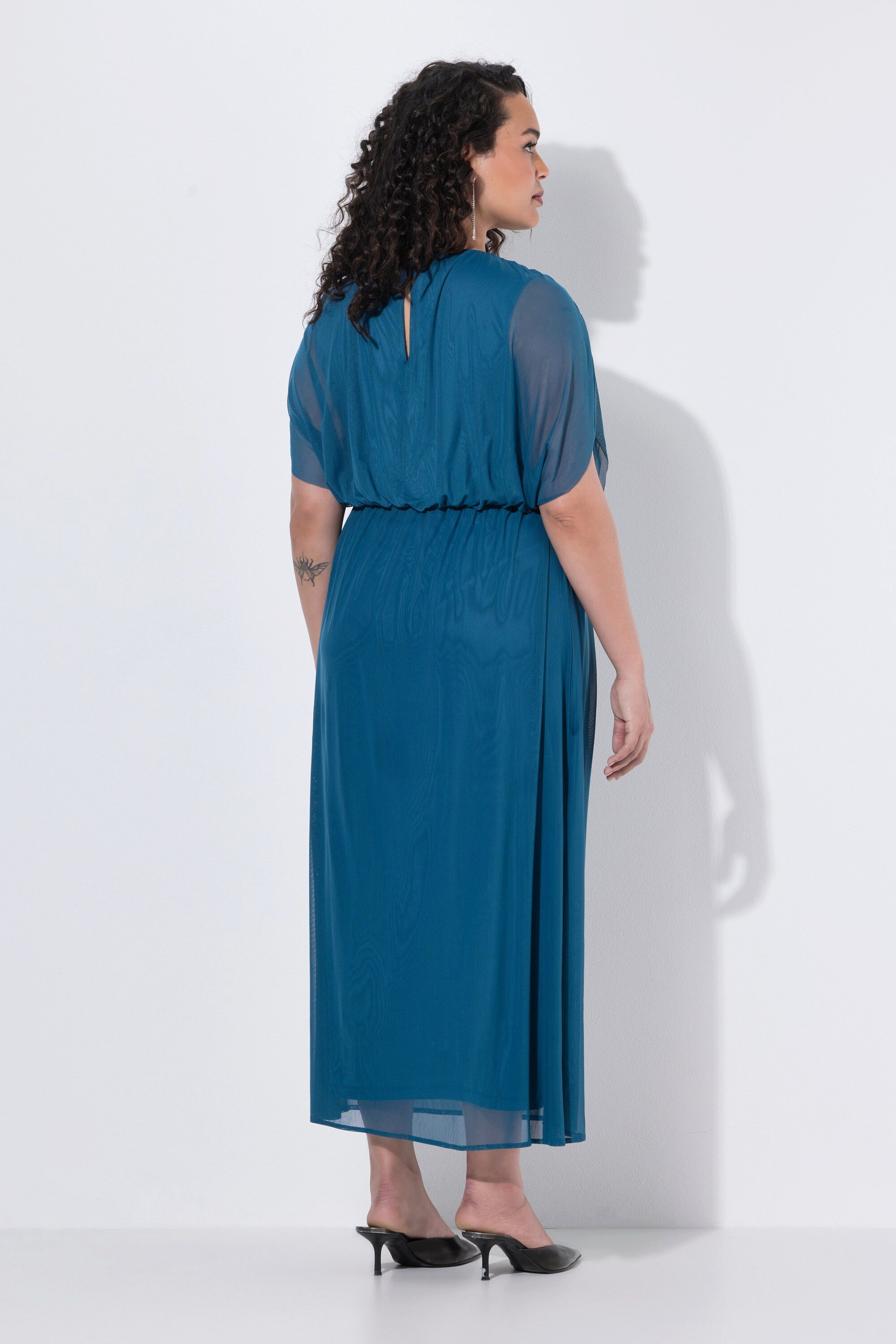 Ulla Popken Abendkleid Maxikleid Ballon-Oberteil Rundhals ärmellos – Bild 3 von 4