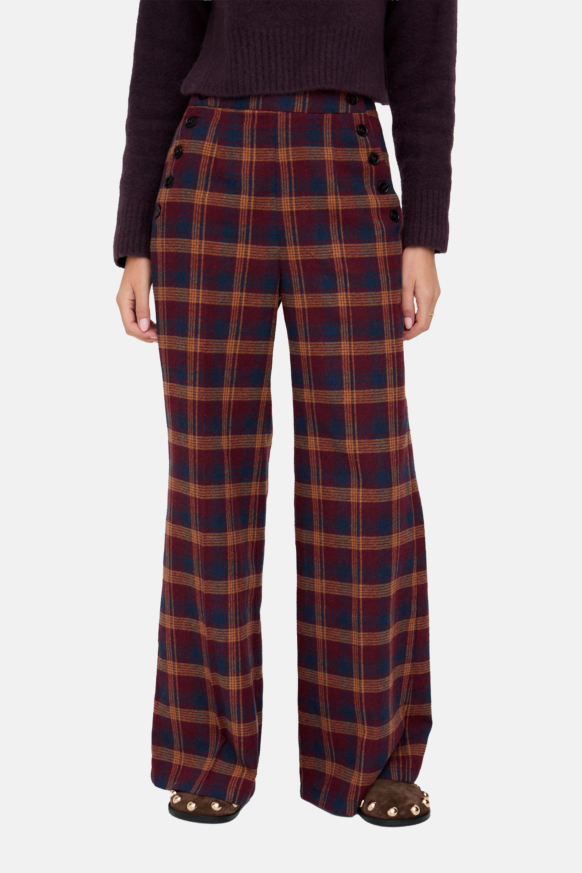 Lily and Lionel Jerseyhose Damson High Waisted Tartan Print Trouser Damen günstig online kaufen