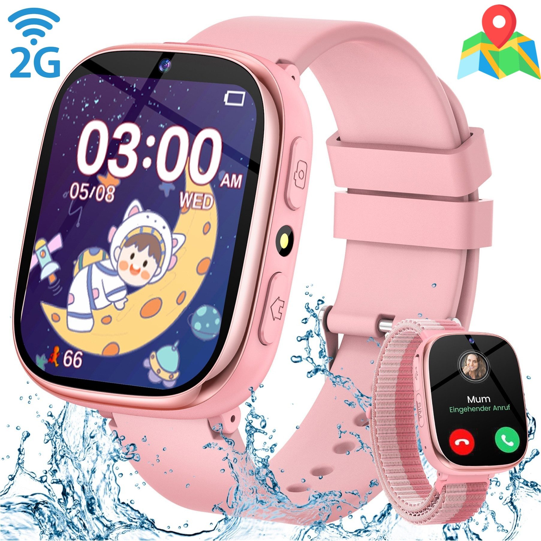 SWGOTA 2G Smartwatch Kinder mit Telefonfunktion,Unterstützung für SOS Smartwatch (1,83 Zoll) mit 31 Spiele, Schulmodus,Foto,Video,Wecker, IP68 Fitness Tracker Kompatibel mit Android und iOS