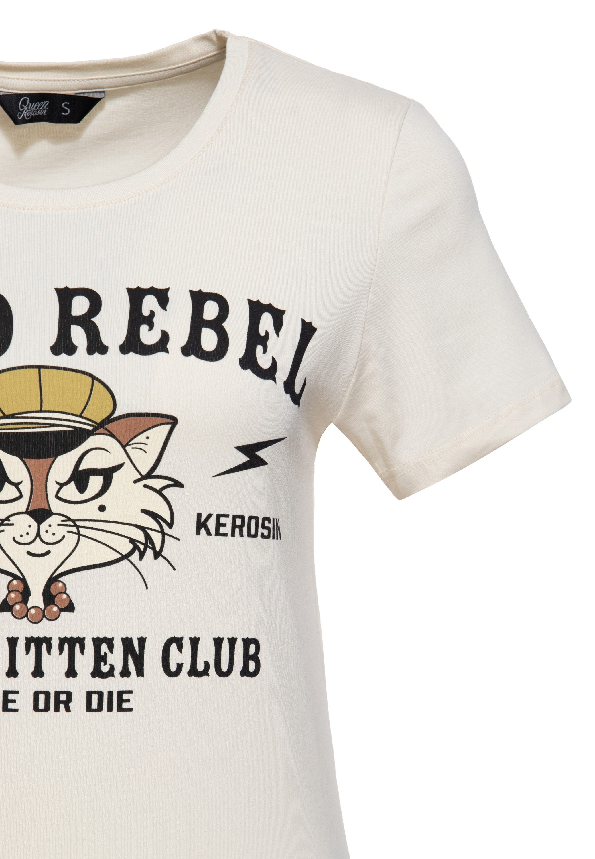 QueenKerosin Print-Shirt Royal Kitten Club (1-tlg) mit Katzen-Artwork