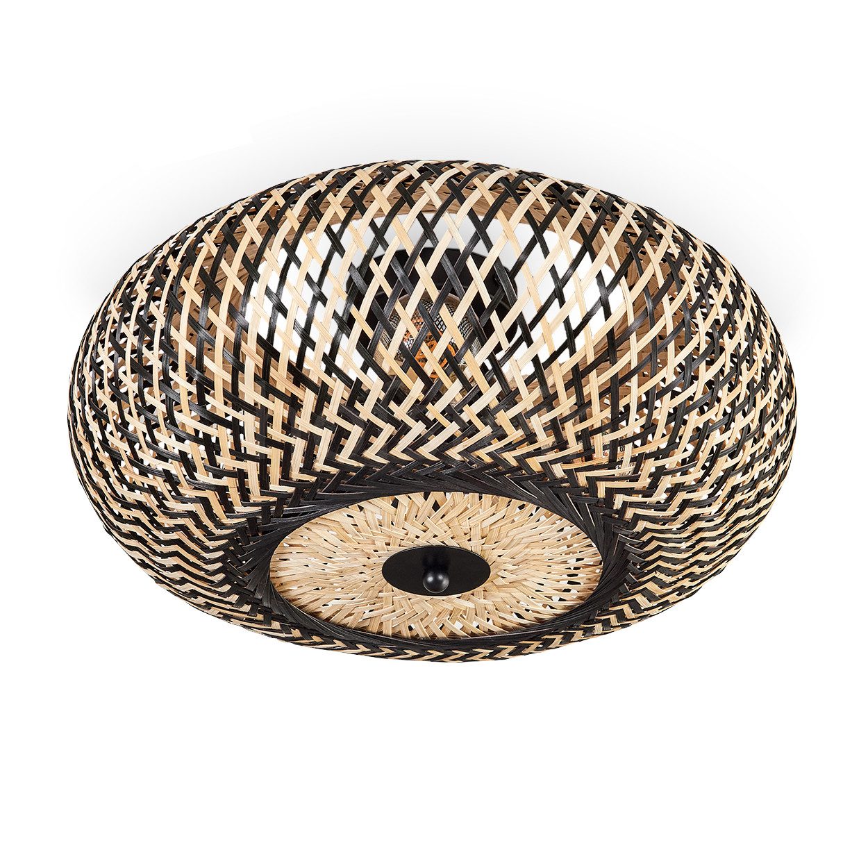 hofstein Deckenleuchte moderne Deckenlampe aus Metall/Bambus in Schwarz/Nat günstig online kaufen
