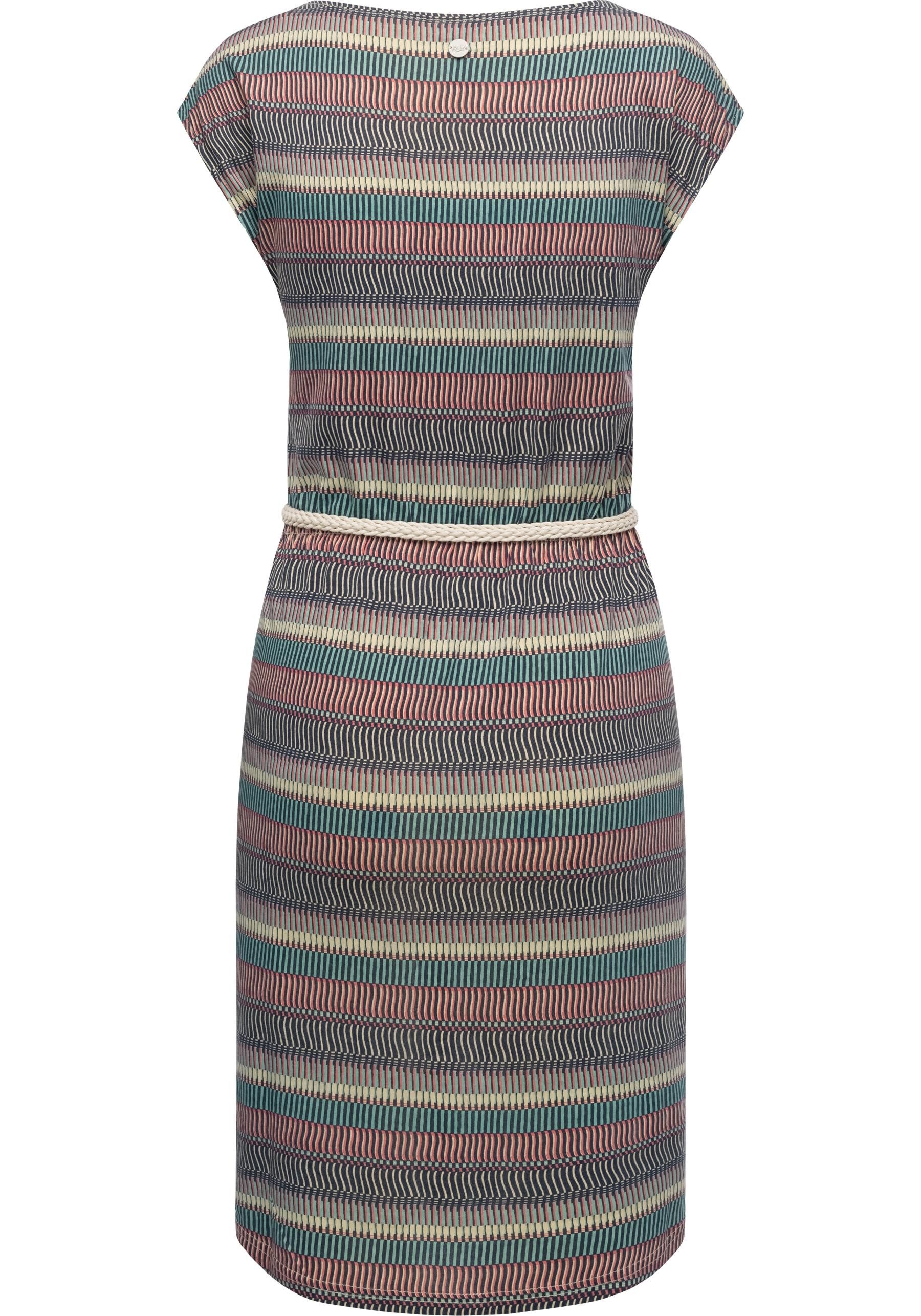 Ragwear Shirtkleid Lilithe YOUMODO Sommerkleid mit Alloverprint und Flechtgürtel