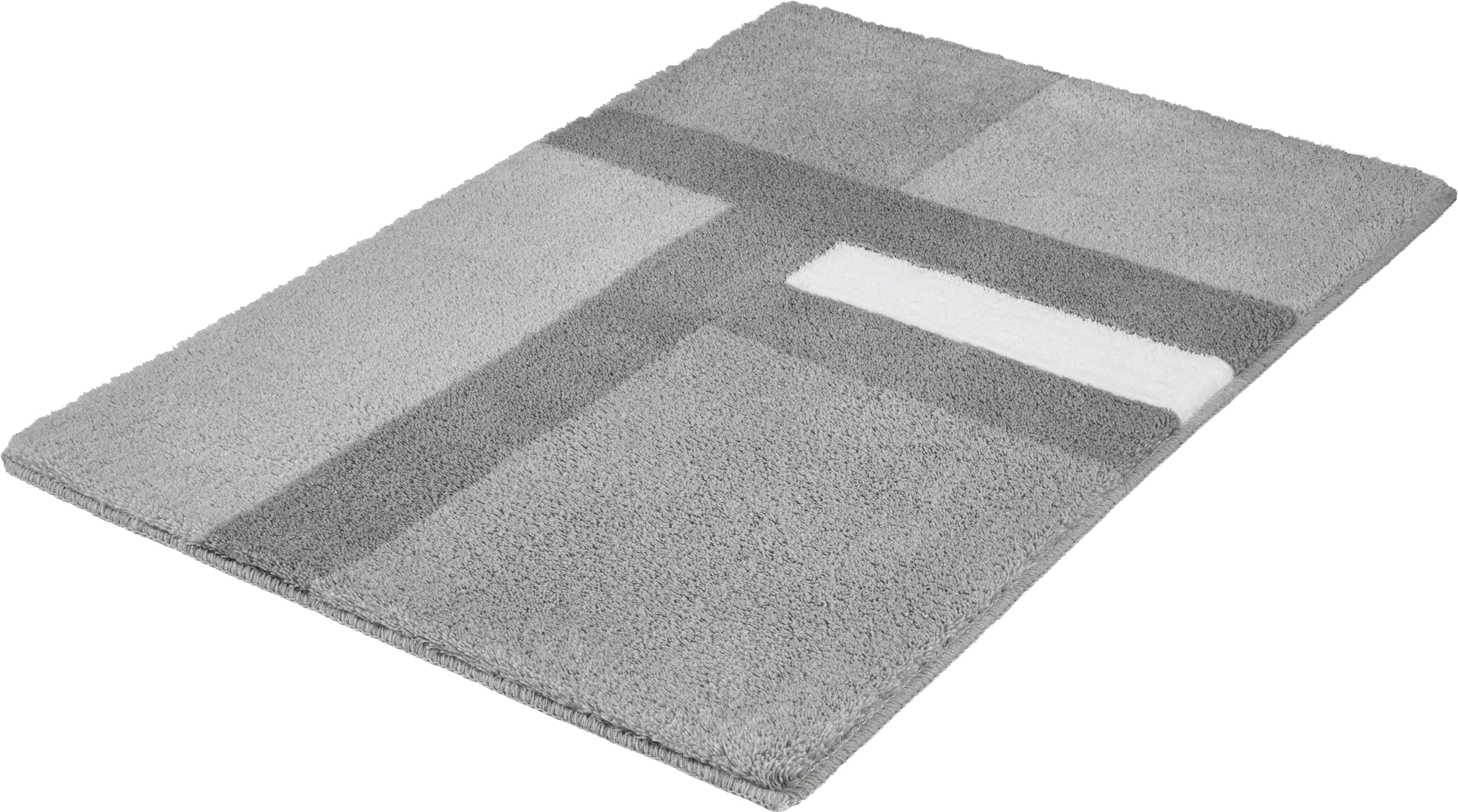 Kleine Wolke Badematte »Ariana«, Badvorleger, Badezimmer Teppich, Höhe 20 mm, rutschhemmend beschichtet, fußbodenheizungsgeeignet, Polyester, rechteckig, Geometrisches Design mit kontrastierendem Mittelstreifen