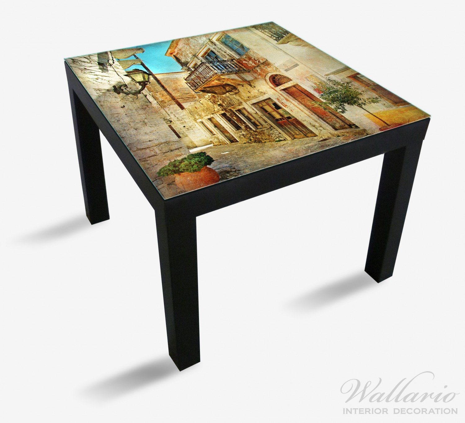 Wallario Tischplatte Gasse im Süden, (1 Urlaub geeignet Ikea Griechenland St), Lack für Tisch in