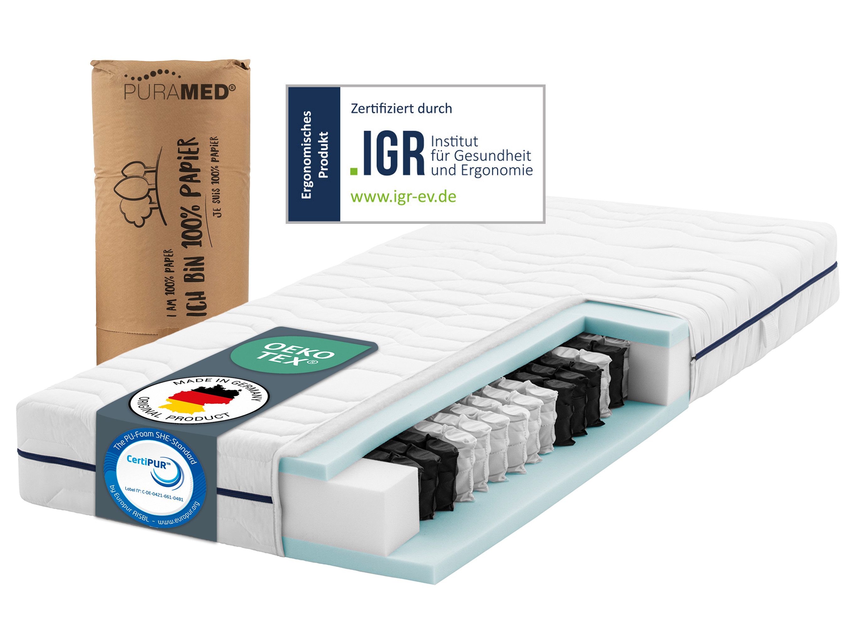 Taschenfederkernmatratze PURAMED 7-Zonen Taschenfederkernmatratze inkl...., günstig online kaufen