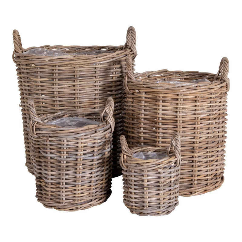 House Nordic Bücherregal Caor Baskets – Körbe aus Kubu-Rattan, mit Griffen und Kunststoffinn...