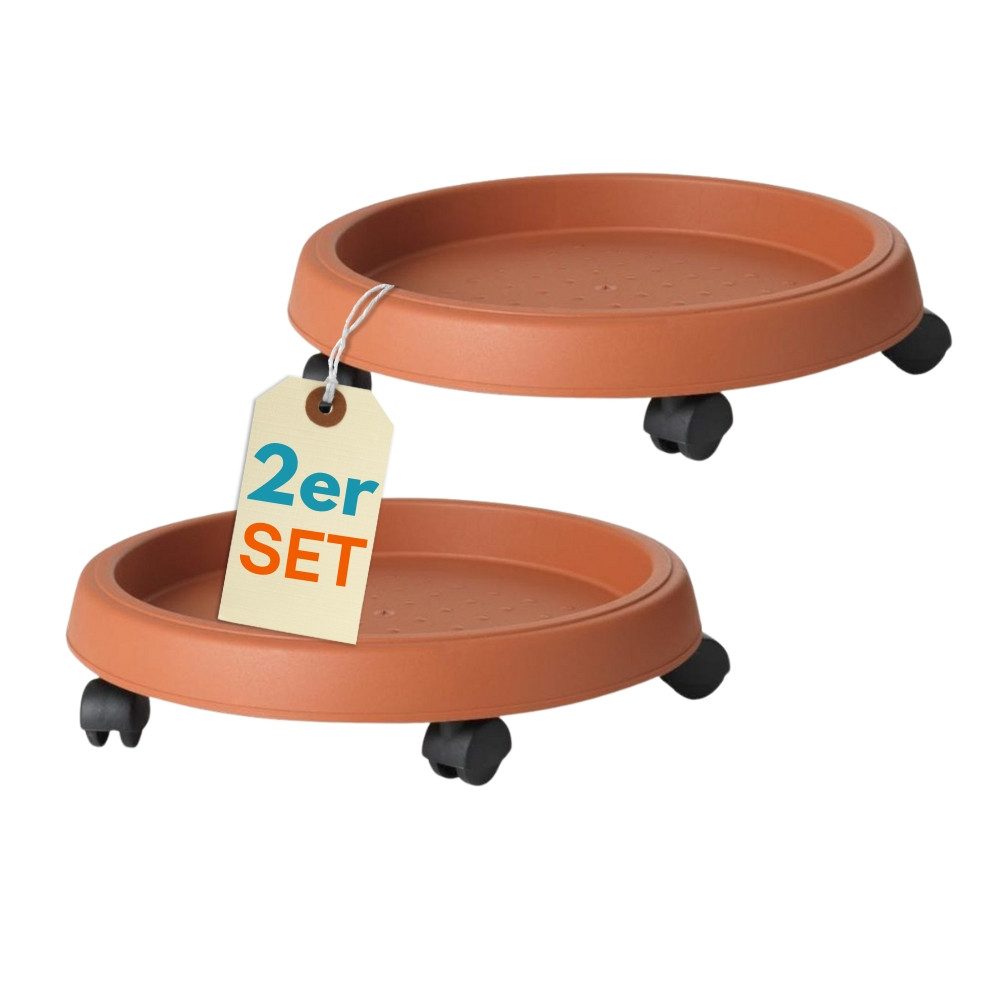 GarPet Pflanzenroller 2er Set Pflanzen Roller Outdoor Rollbrett Blumen Topf Rund Untersetzer