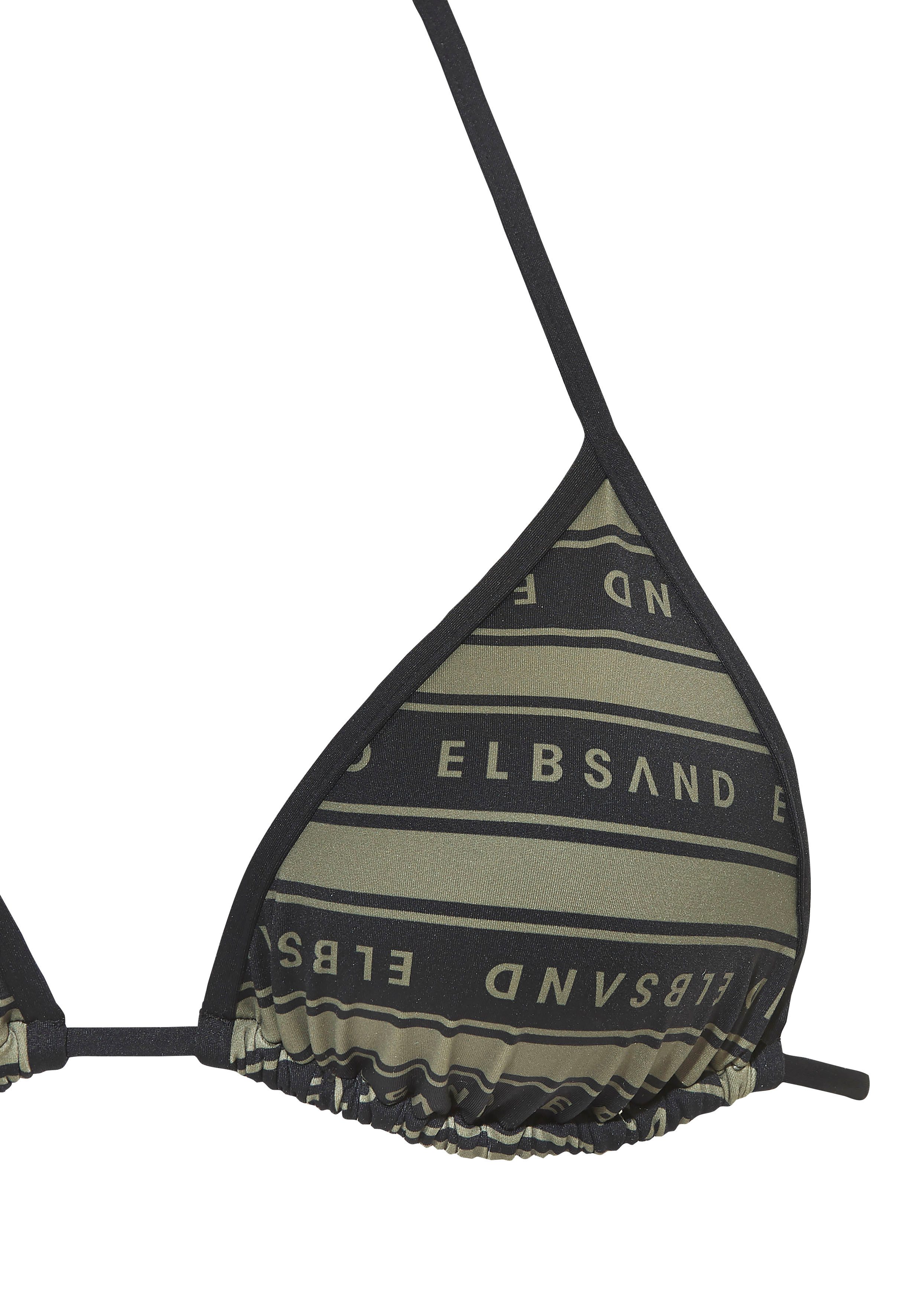 Elbsand Triangel-Bikini Zone (Set) mit kontrastfarbenen Streifen und Schriftzügen