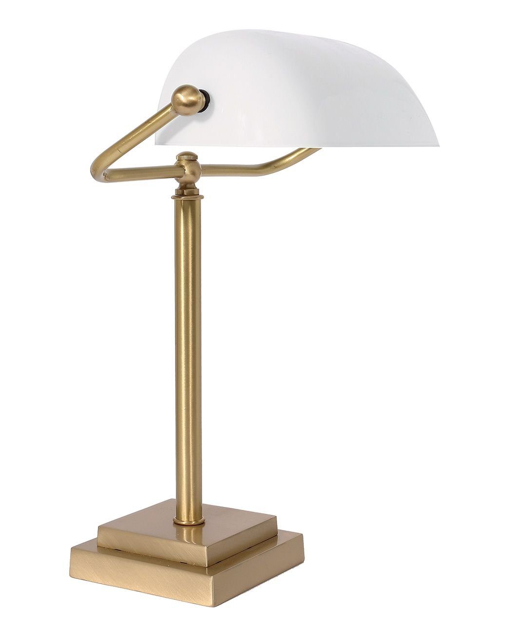 Licht-Erlebnisse Schreibtischlampe MINISTERO, ohne Leuchtmittel, Bankerlampe in Bronze Weiß Echt-Messing Arbeitsplatz Jugendstil