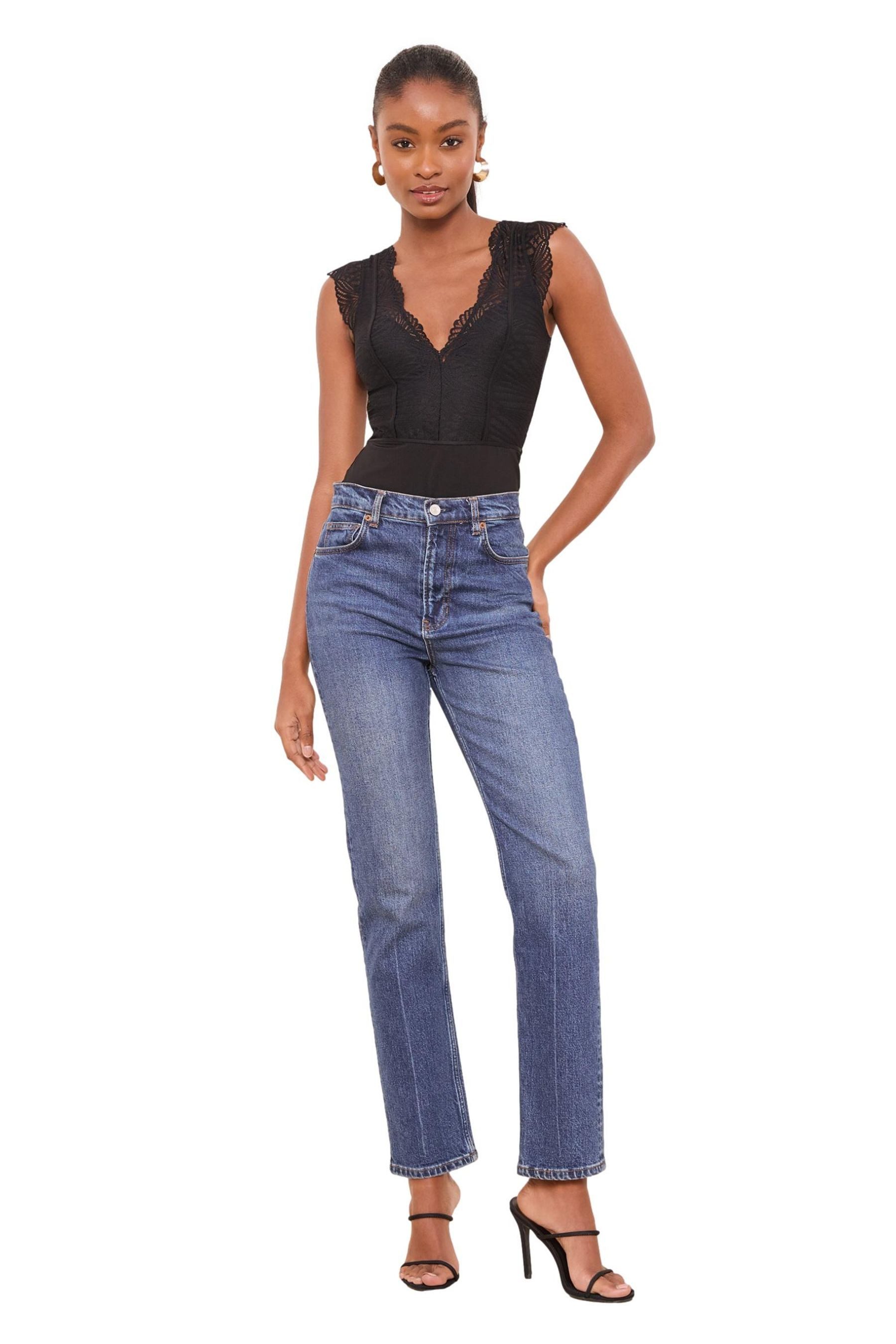 LIPSY Kurzarmbody Lipsy bauchformender Bodysuit mit Ausschnitt (1-tlg)