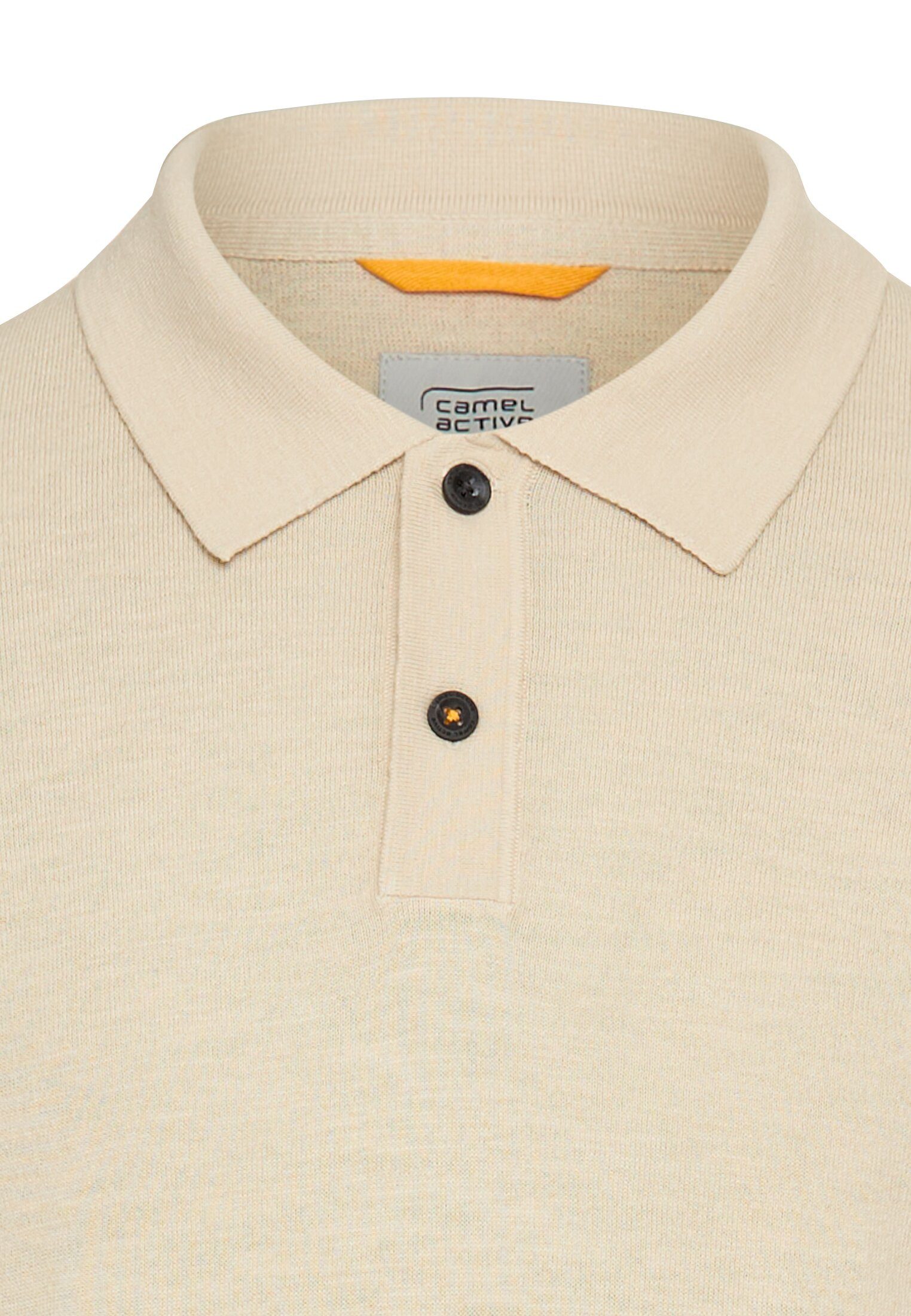 camel active Langarm-Poloshirt mit Rippbündchen