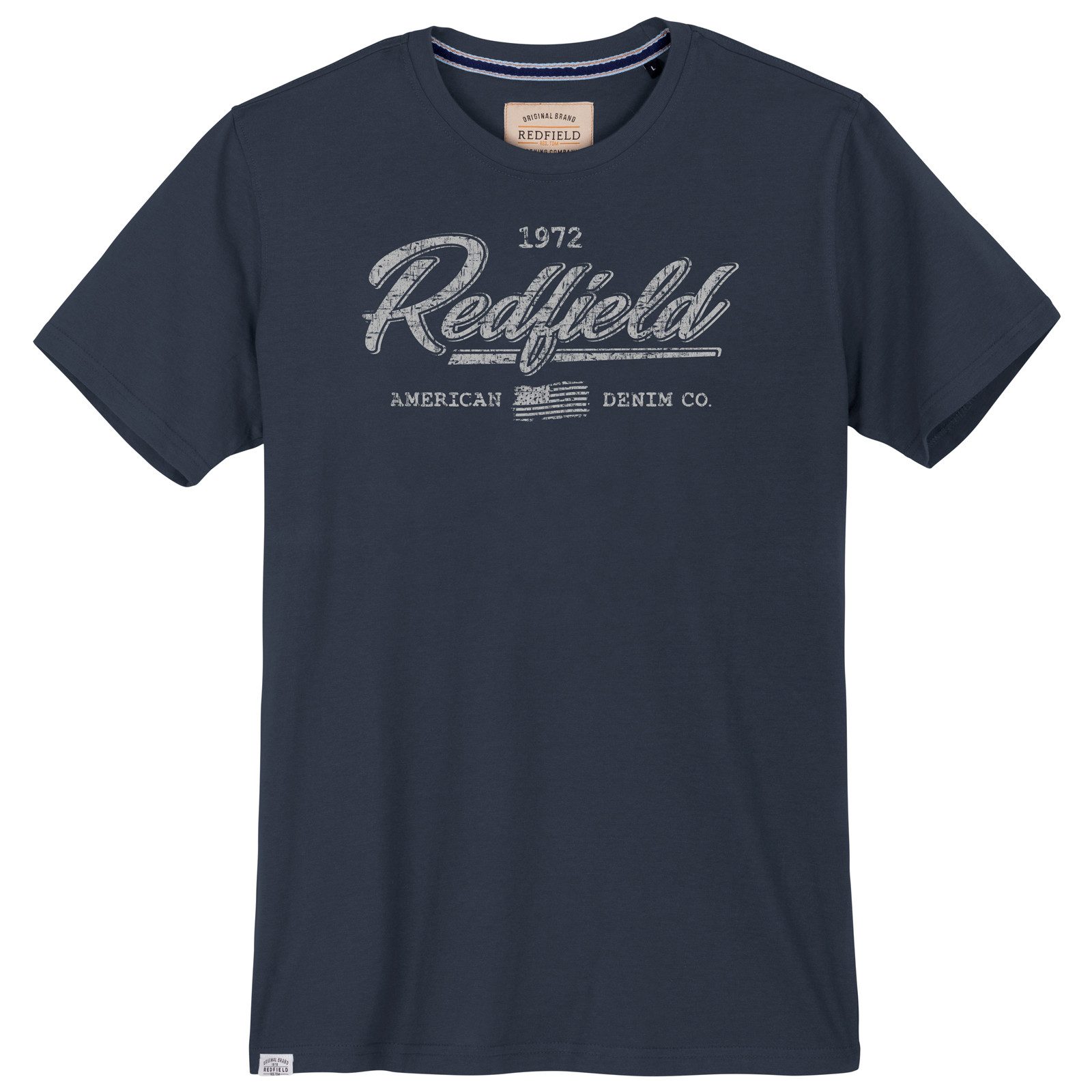 redfield Rundhalsshirt Redfield XXL T-Shirt Vintage-Logoprint denimblau günstig online kaufen
