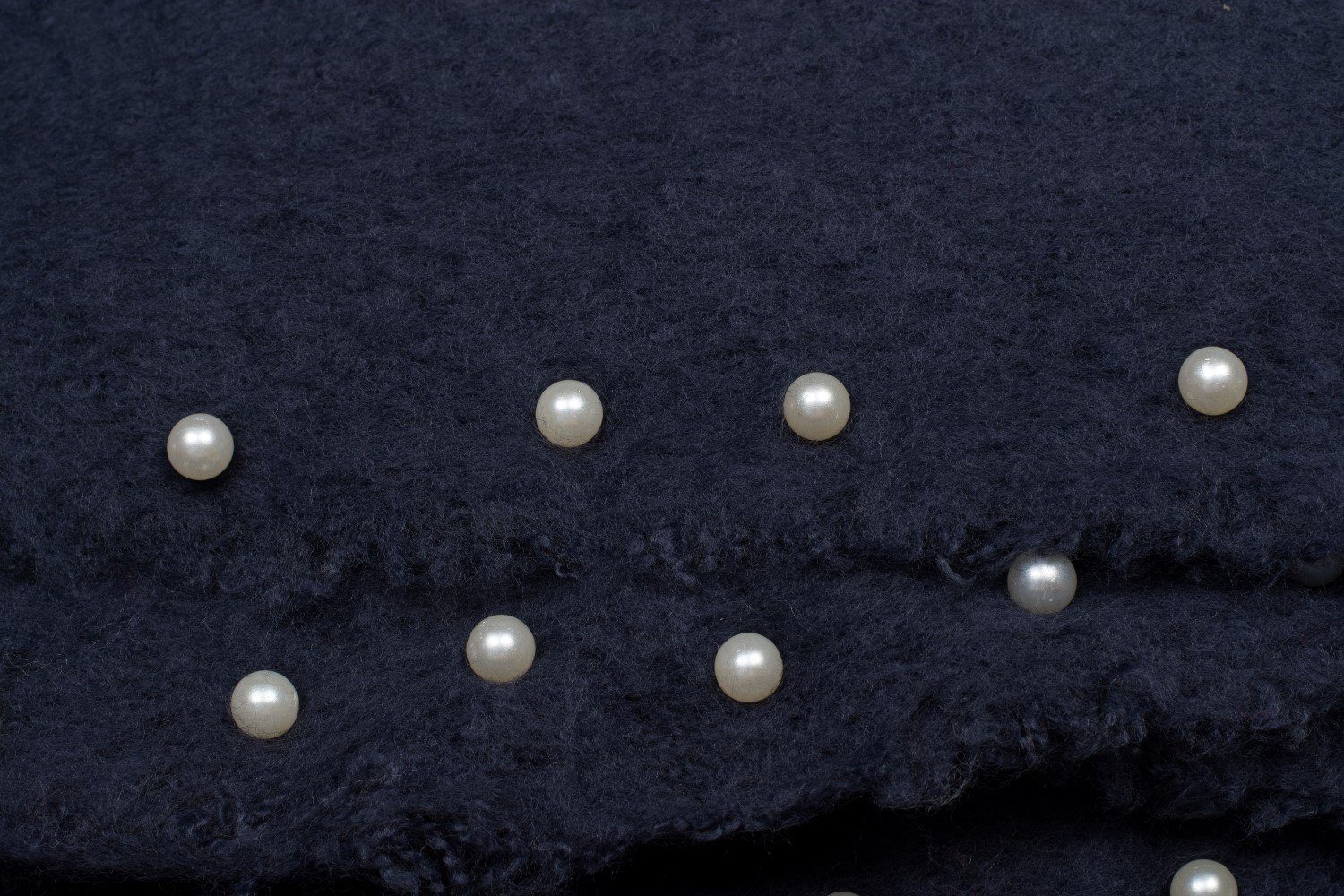 styleBREAKER Modeschal, (1-St), Fransen mit und Perlen Schal Dunkelblau Web