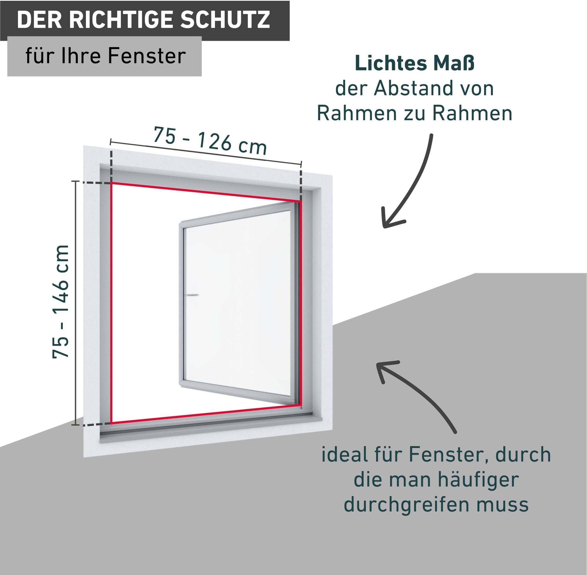Windhager Insektenschutzplissee Ultra Flat für Fenster, Fliegengitter ohne Bohren, halbtransparent, ohne Bohren, verspannt, Moskitonetz Plissee 130 x 150 cm, er – Bild 4 von 5