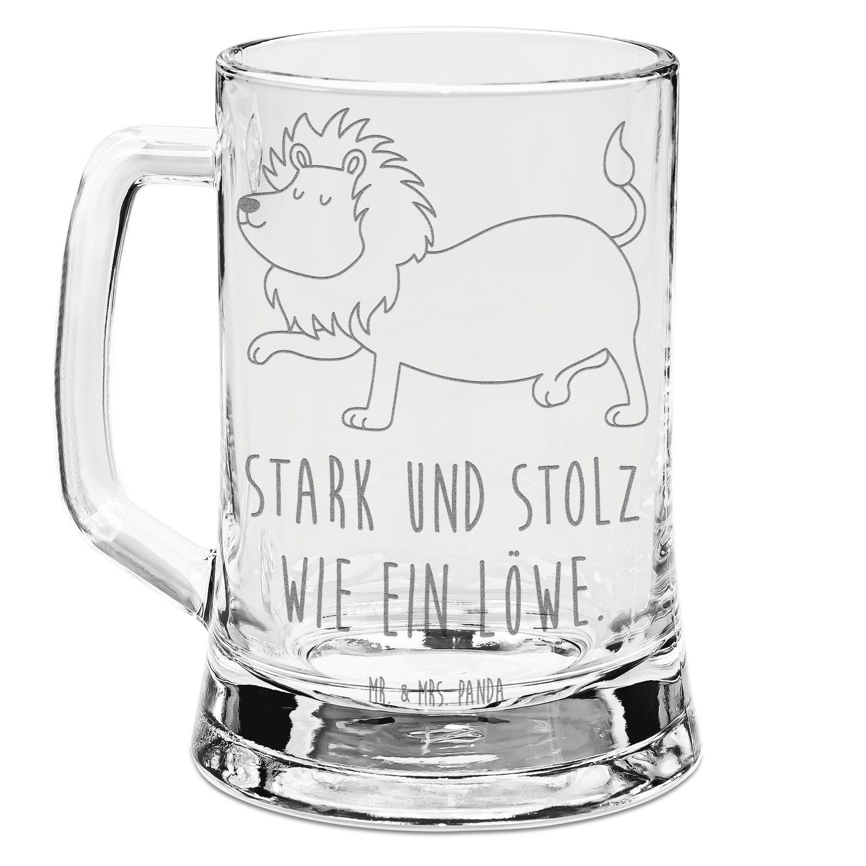 Mr. & Mrs. Panda Bierkrug Sternzeichen Löwe, Krug, Transparent, Löwe Geschenk, König Der Tiere, Premium Glas, Löwe Geschenk Bierkrug Glas Glasseidel