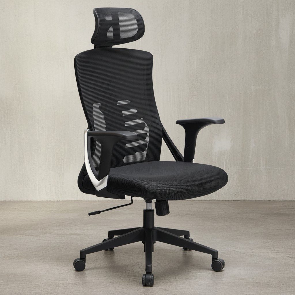KADIMA DESIGN Bürostuhl Drehstuhl Mesh, ergonomischer Chefsessel, Lordosenstütze, Kopfstütze (Lordosenstütze 4-fach höhenverstellbar, Armlehnen, Hartbodenrollen), Mesh-Netzgewebe, S-Form, Lordosenstütze 4-fach, Kopfstütze verstellbar