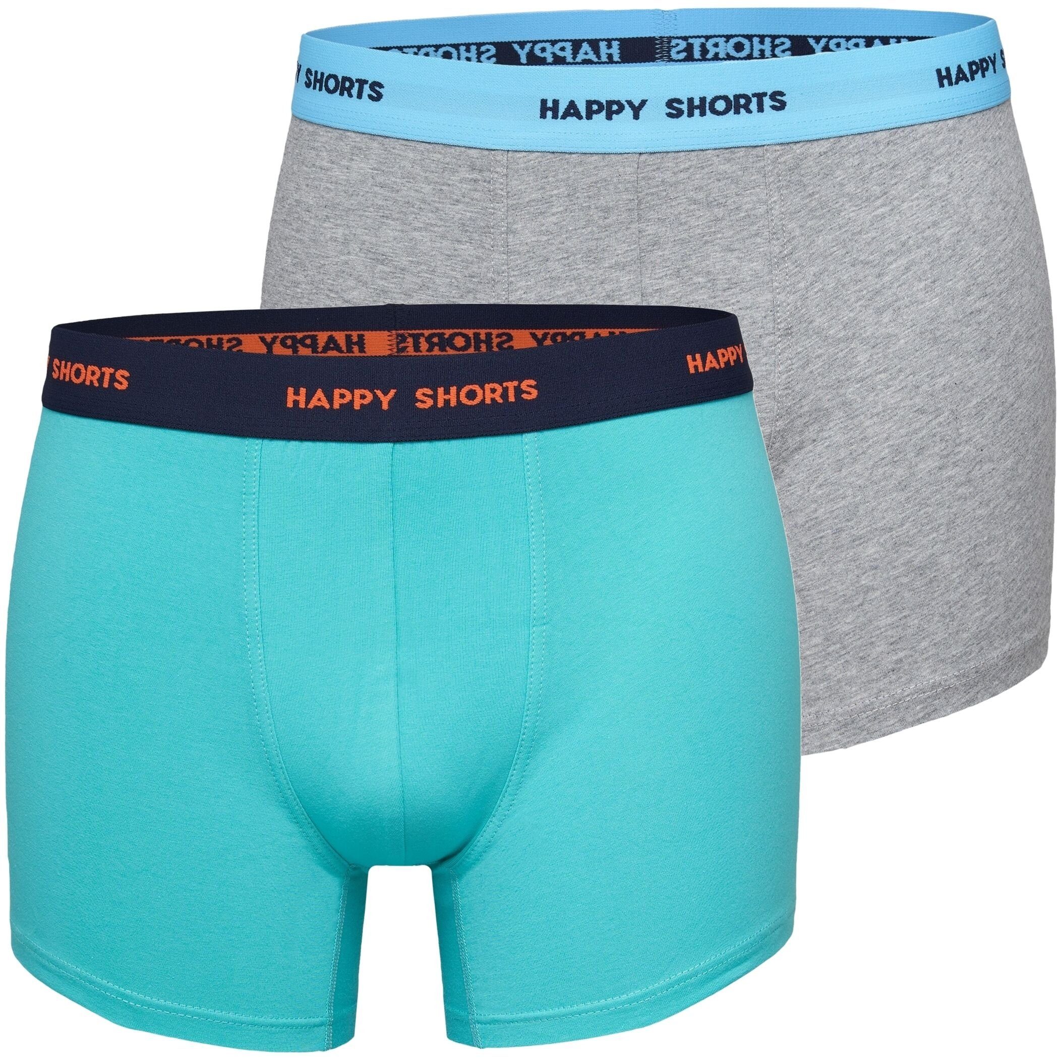 Trunk 2 Happy Shorts Jersey Trunk Herren Boxershorts Boxer Pant Türkis Grau