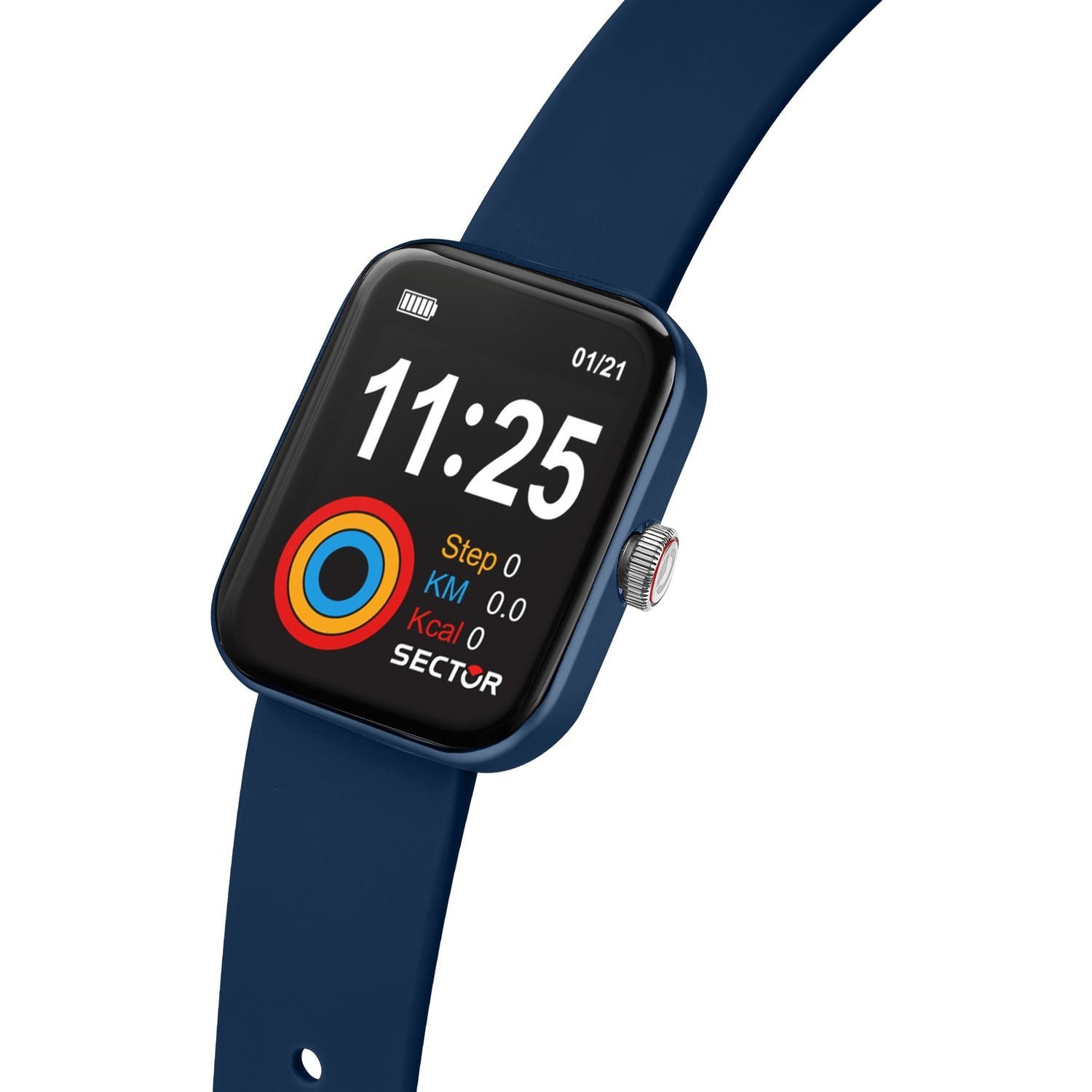 Sector Sector Herren Armbanduhr Smartwatch (kompatibel ab Android 5.1+ und IOS 8.0), Analog-Digitaluhr, Herren Smartwatch rund, groß (ca. 44mm), Silikonarmband blau, Sport