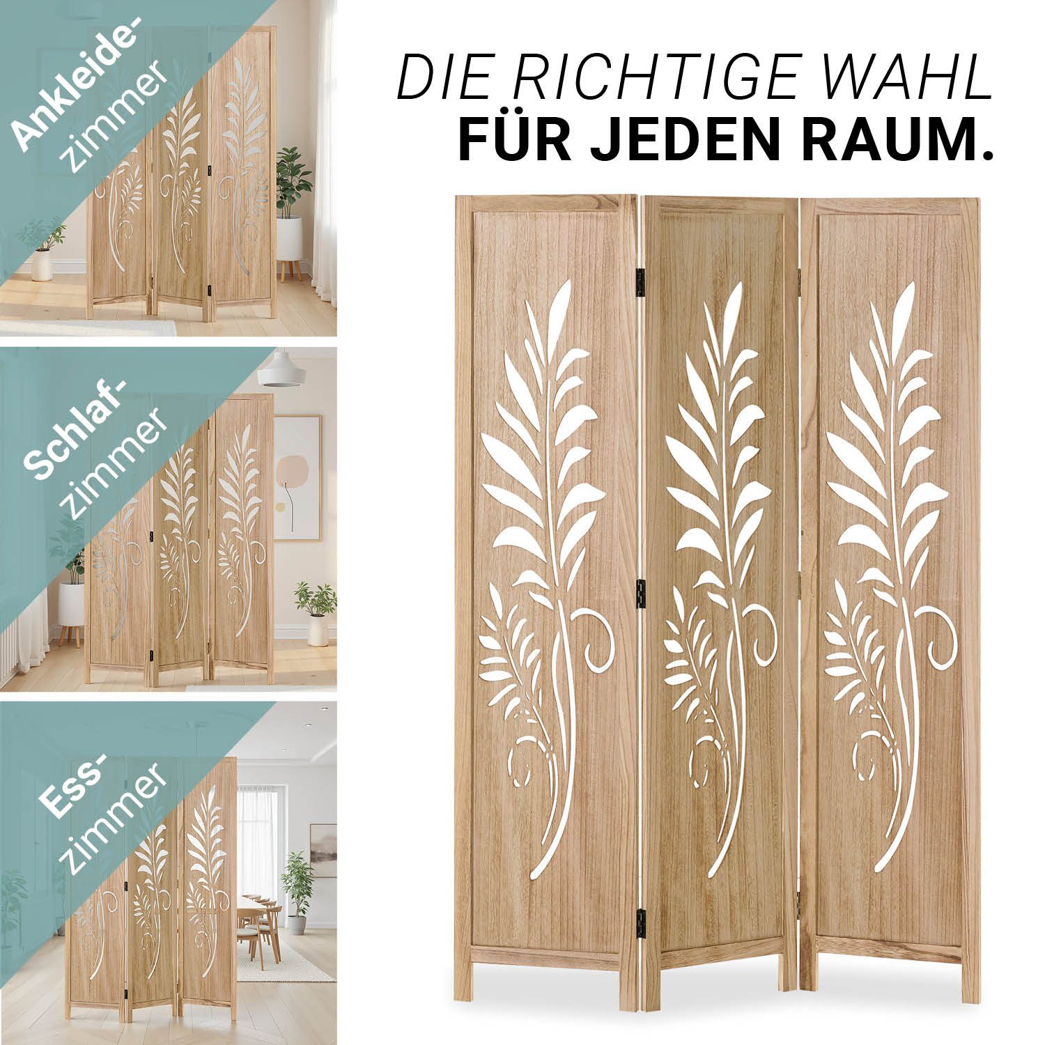 Homestyle4u Paravent Raumteiler Holz Trennwand Natur günstig online kaufen