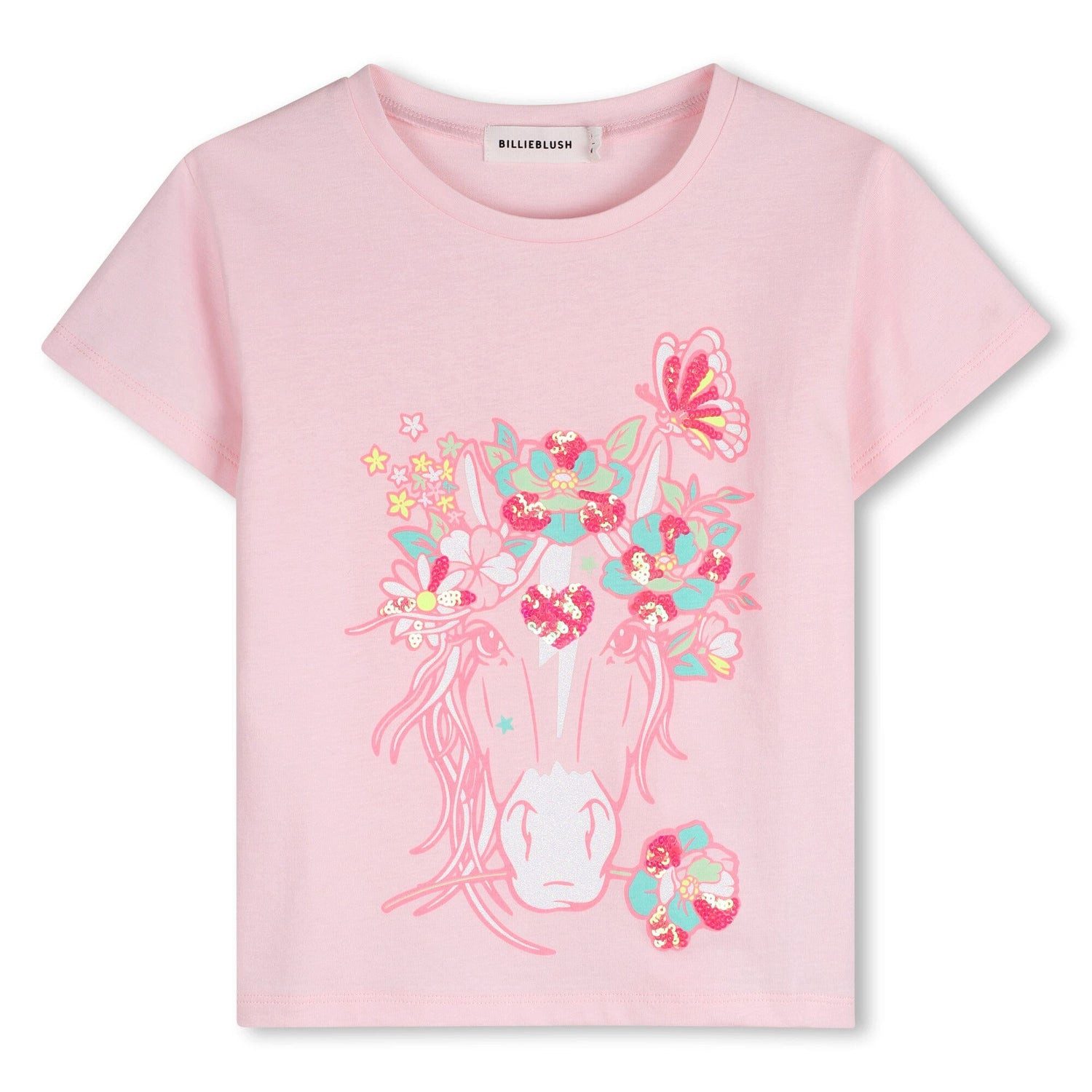 Billieblush T-Shirt BILLIEBLUSH Kurzärmeliges T-Shirt – Pferdeprint mit Pailletten