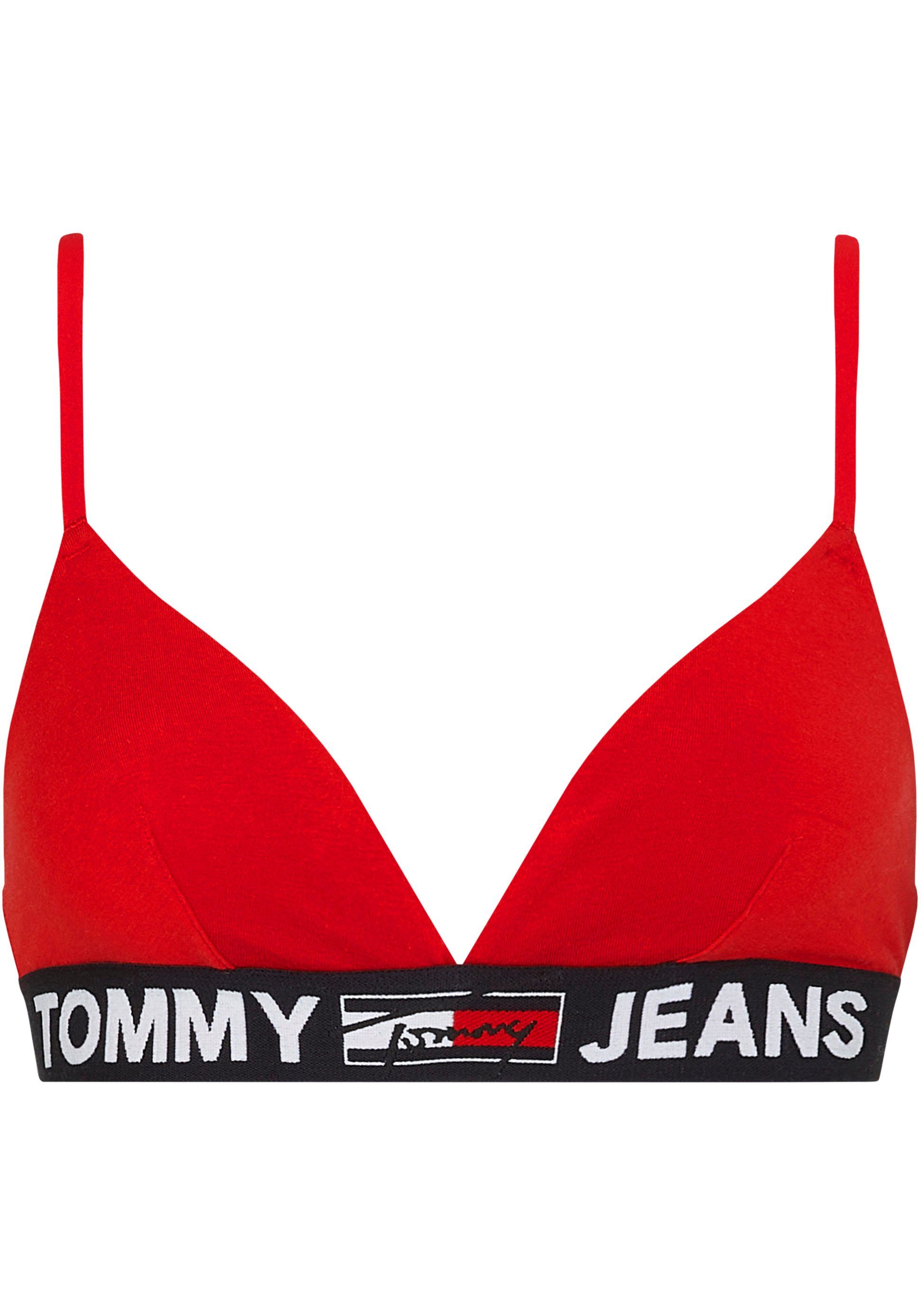 UNLINED auf Hilfiger Red Underwear mit TRIANGLE Elastiktape Logo-Schriftzug Tommy Tommy dem BRALETTE Hilfiger Primary Triangel-BH
