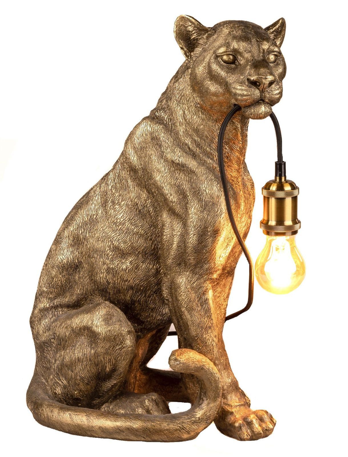 formano Stehlampe Leopard Stehlampe 51 cm Antik-Gold Stimmungslampe Tierlam günstig online kaufen