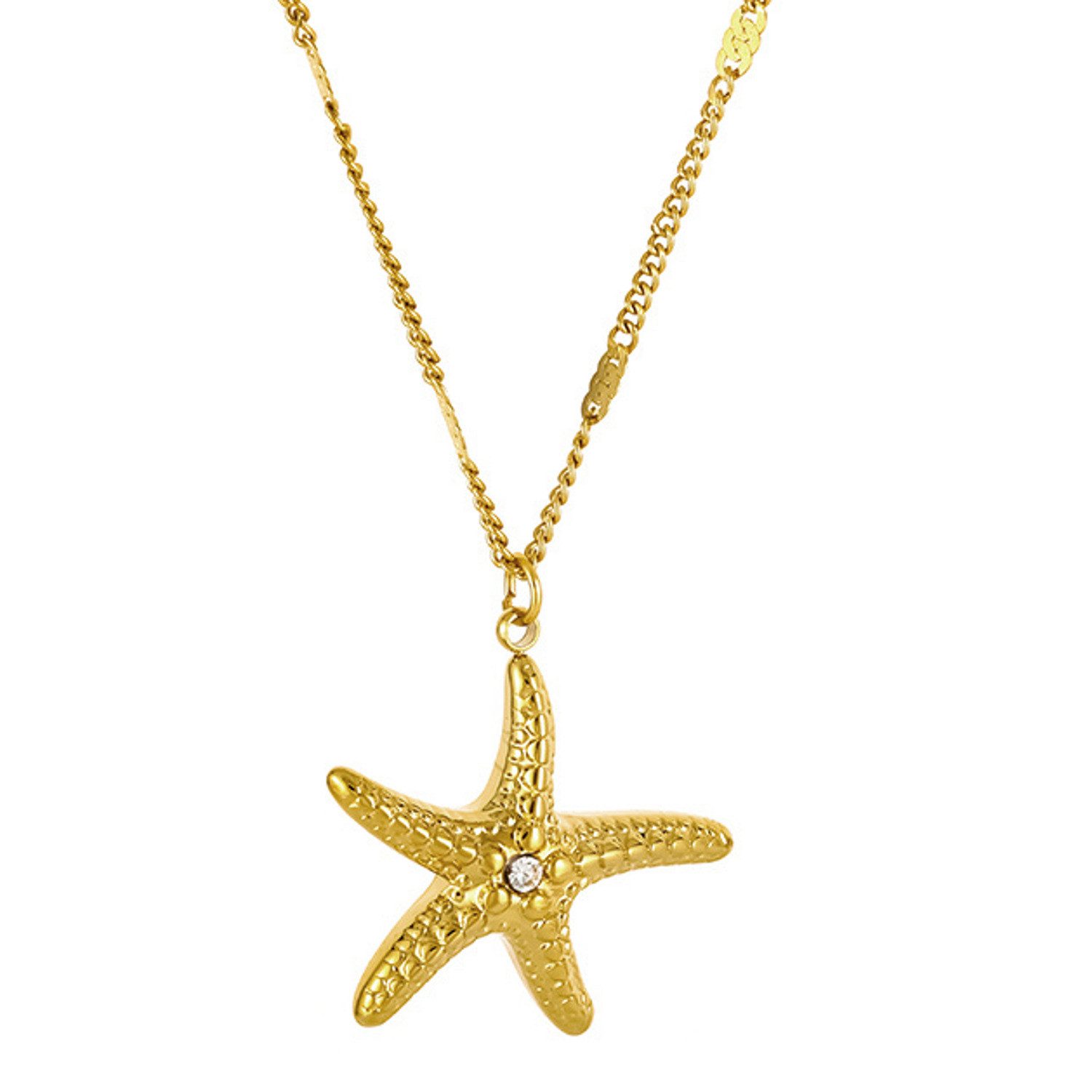 Kette mit Anhänger Damen Seestern Gold 40 cm Halskette