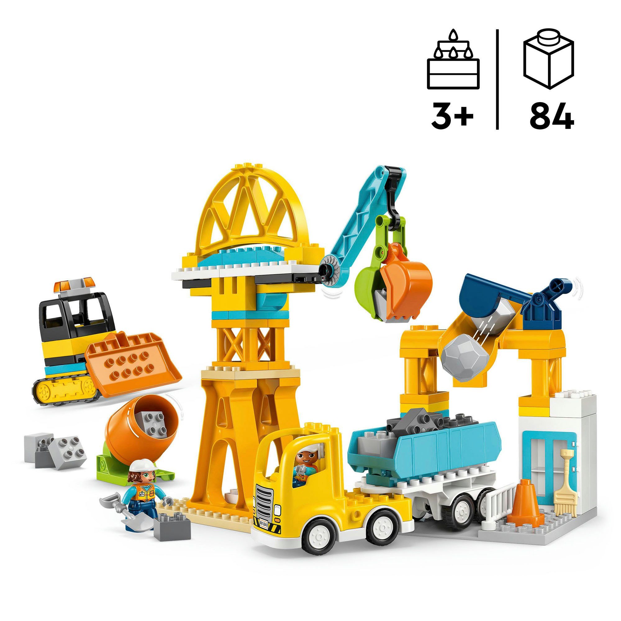 LEGO® Baustelle mit Baufahrzeugen – 3-in-1-Set (10476), LEGO DUPLO Town Konstruktionsspielsteine, (84 St), Made in Europe – Bild 3 von 5
