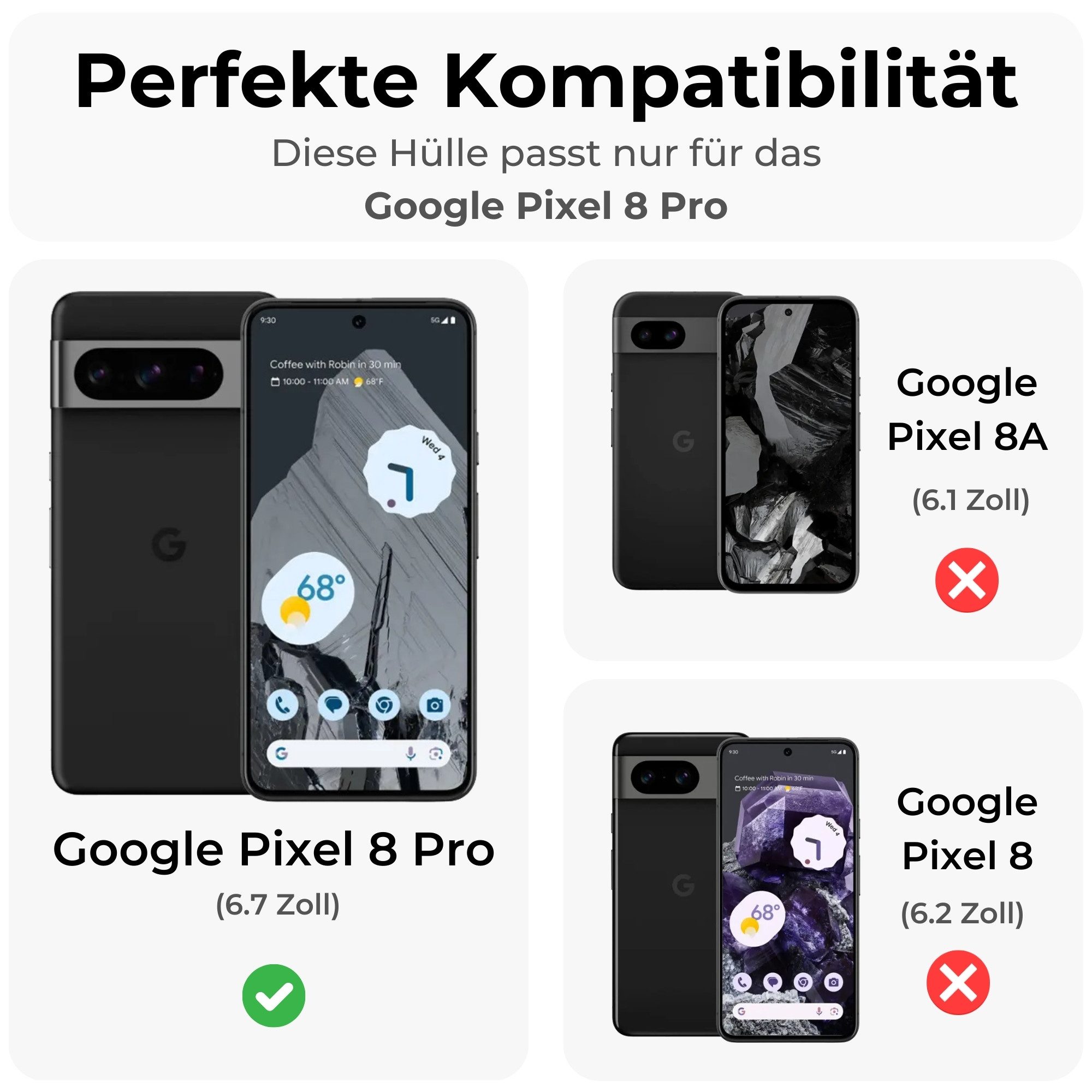 betterfon Handykette für Google mit Band Kartenfächer PU Leder Umhängetasche, Hände frei – mit Silikonhülle & Schnur für flexiblen Alltag