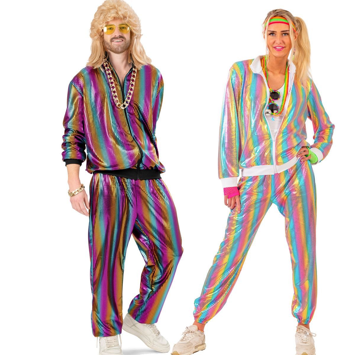 Funny Fashion Kostüm Regenbogen Jogginganzug Pastellfarben für Erwachsene für Damen