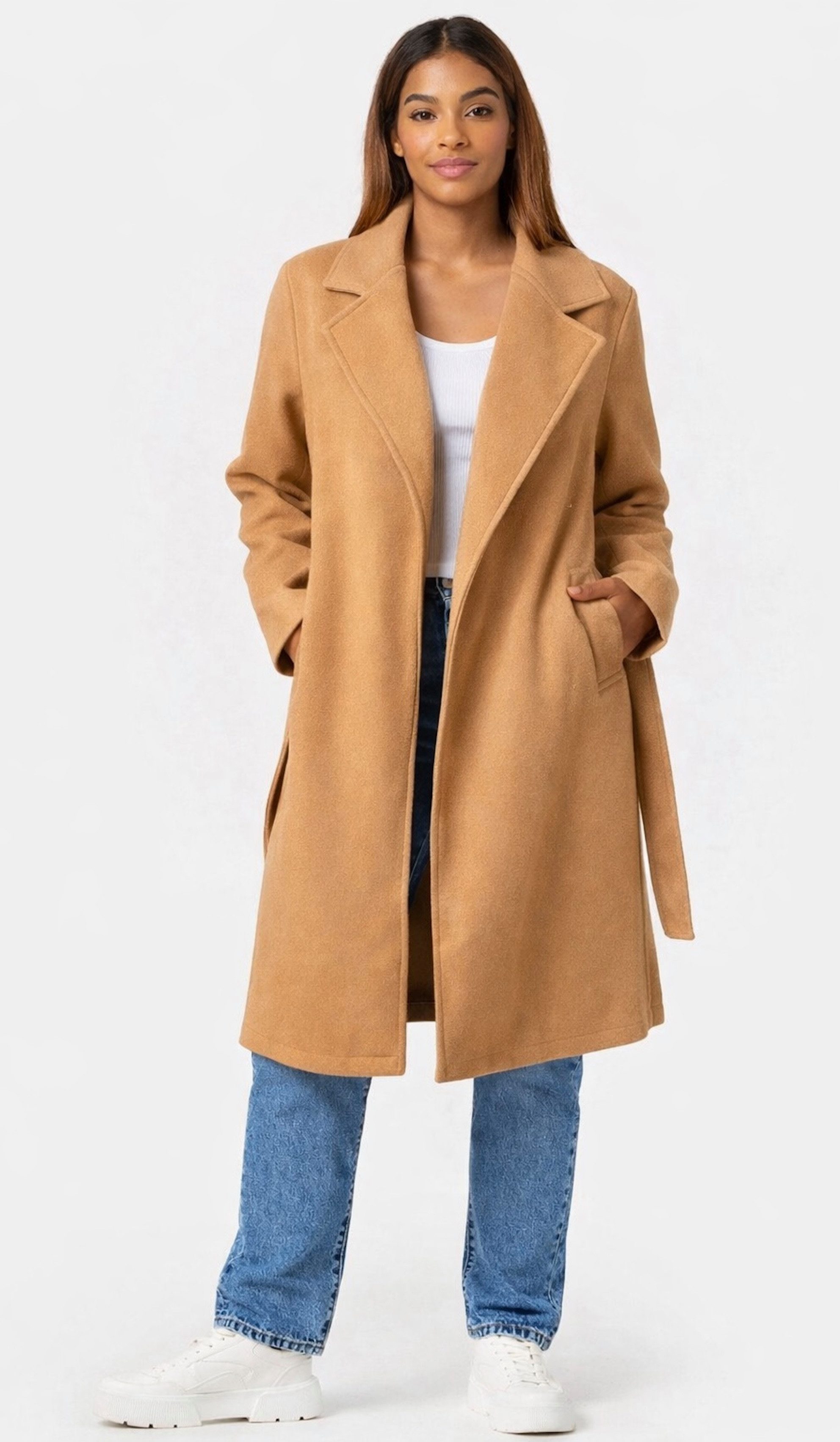 Worldclassca Trenchcoat Worldclassca Damen Trenchcoat mit Gürtel Reverskragen langer Mantel Neue Kollektion - Stilvolle und gemütliche Mode für Damen