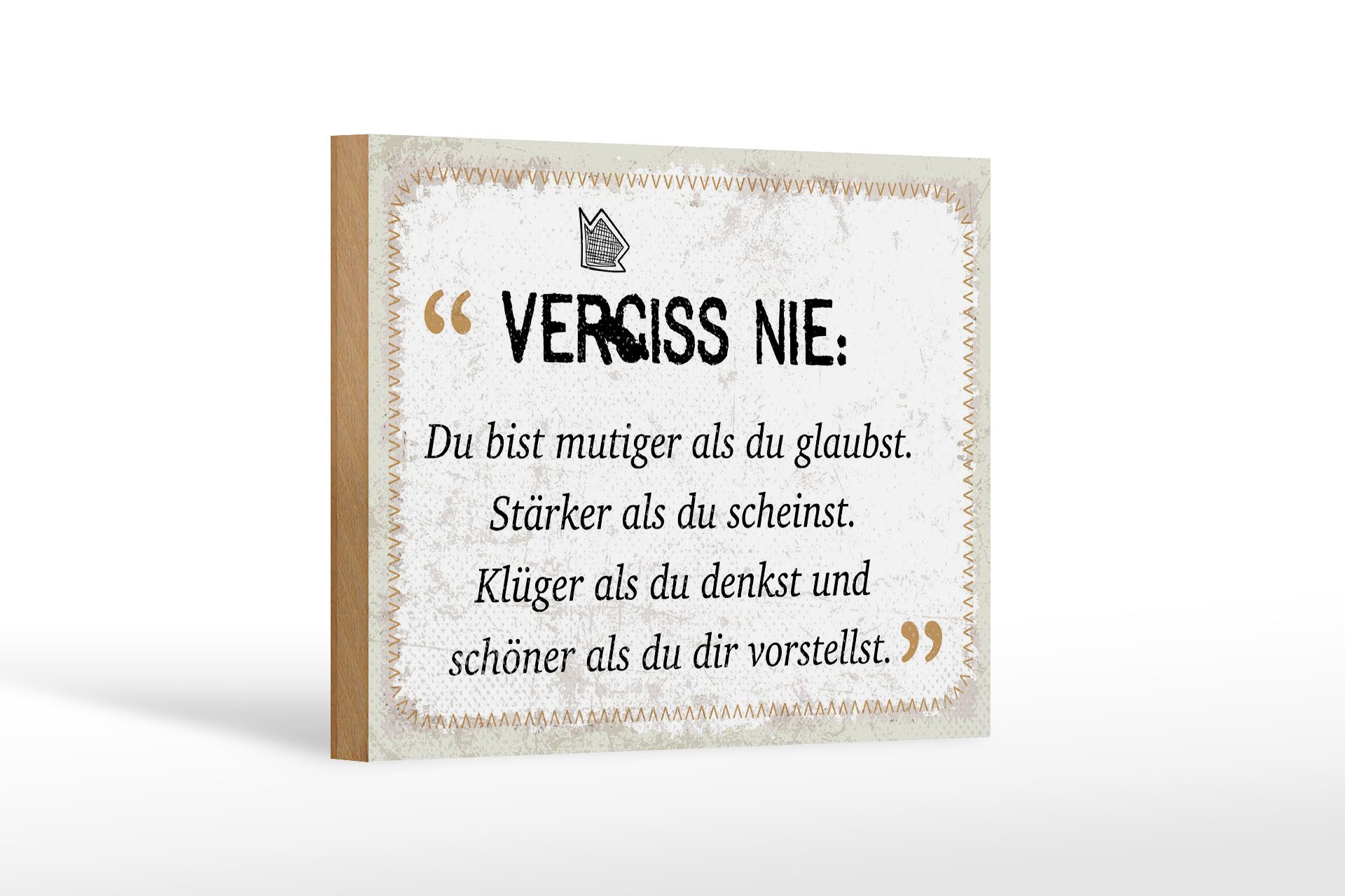 Holzbild Spruch 20x30 cm Du bist mutiger als du glaubst