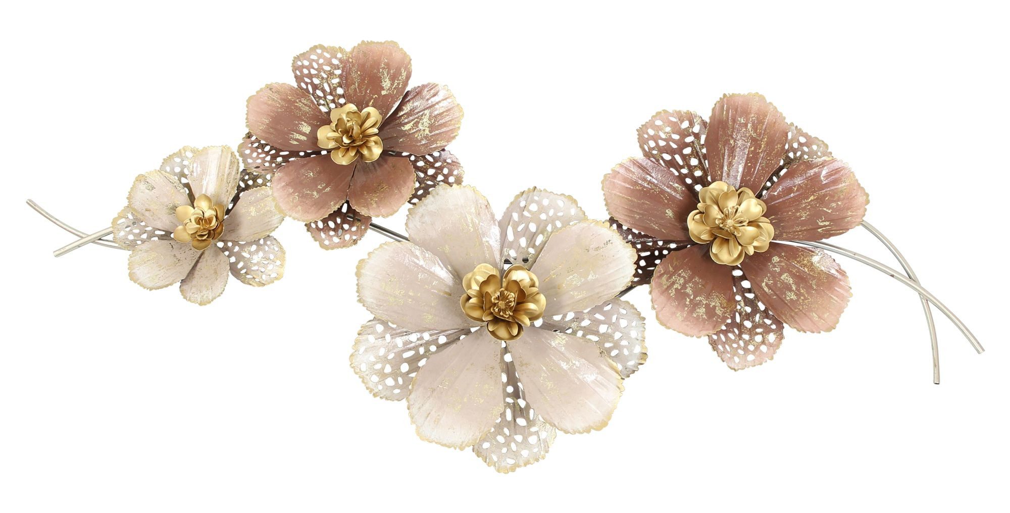 Dekoleidenschaft Wandbild "Blumen" 3D Wanddeko aus Metall, 112x52 cm, Wands günstig online kaufen