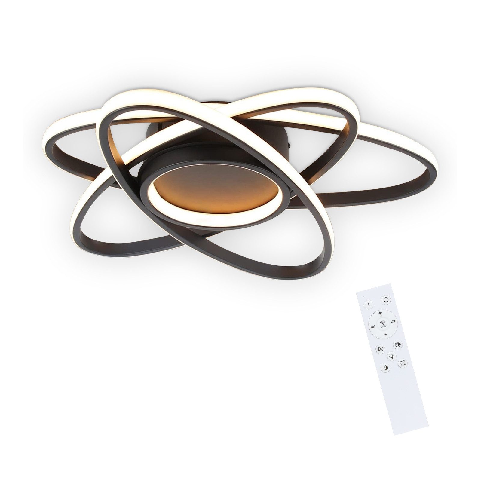 ZMH LED Deckenleuchte Whonzimmer Modern 3 Oval Deckenlampe 3000-6500K mit F günstig online kaufen