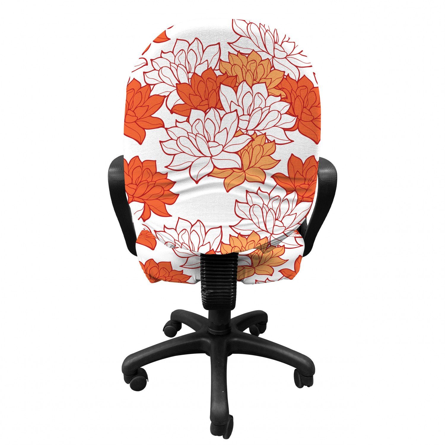 Orange Stretchgewebe, Abakuhaus, dekorative Schutzhülle Bürostuhlhusse Lotus Blooming aus Leaves