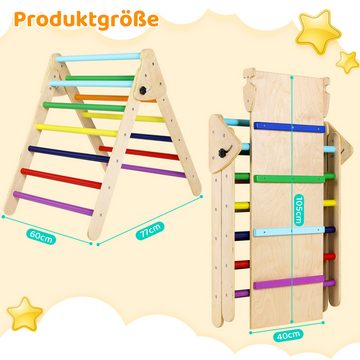 TLGREEN Klettergerüst 3 in 1 Kinder Kletterleiter Set, Regenbogen Kletterdreieck mit Rutsche