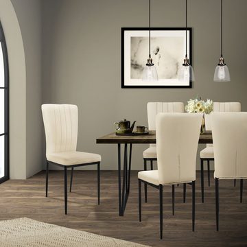 ML-DESIGN Stuhl Esszimmerstühle Set Ergonomischer mit Rückenlehne & Metallbeinen (4 St), 4x Küchenstühle mit Samt-Bezug Natur Kippsicher 42x40x97cm