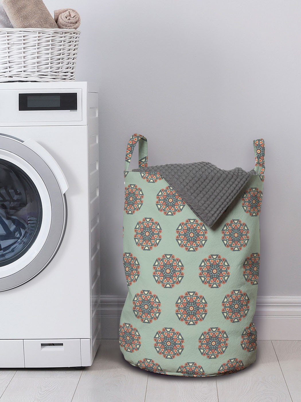 Abstrakt Griffen Abakuhaus Wäschekorb mit für Kordelzugverschluss Waschsalons, Hexagon-Effekte Wäschesäckchen