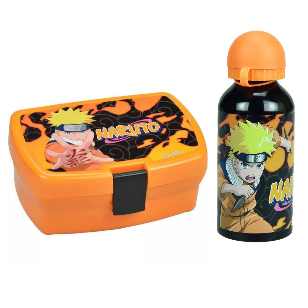 Naruto Lunchbox Anime Naruto Shippuden 2 tlg Lunchset Brotdose plus Alu Trinkflasche, kunststoff aluminium, (2-tlg), 16x11x6 cm
