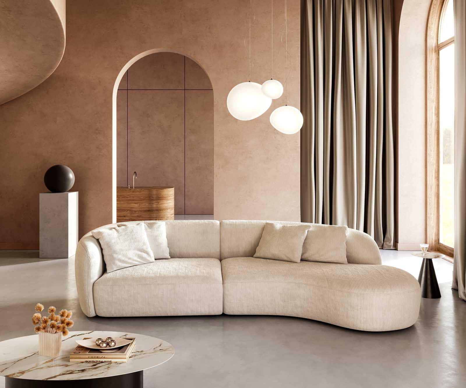 DELIFE Big-Sofa Mairi, Cord Beige 330x160 günstig online kaufen