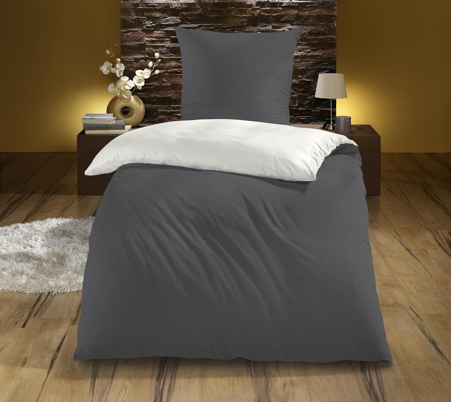 KiNZLER Wendebettwäsche Mikrofaser "Cashmere Touch", Microfaser-Flanell, Polyester, 2 teilig, Unifarben, besonders weich