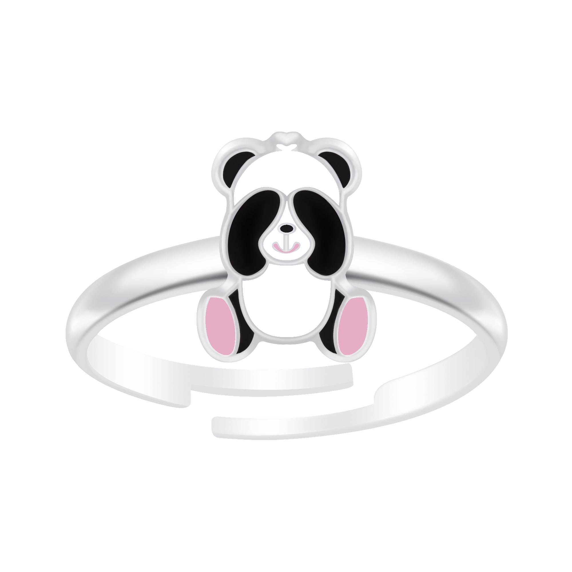 schmuck23 Fingerring Kinder Ring Panda Bär 925 Silber, Kinderschmuck Silberring Mädchen Geschenk Bunt | Fingerringe