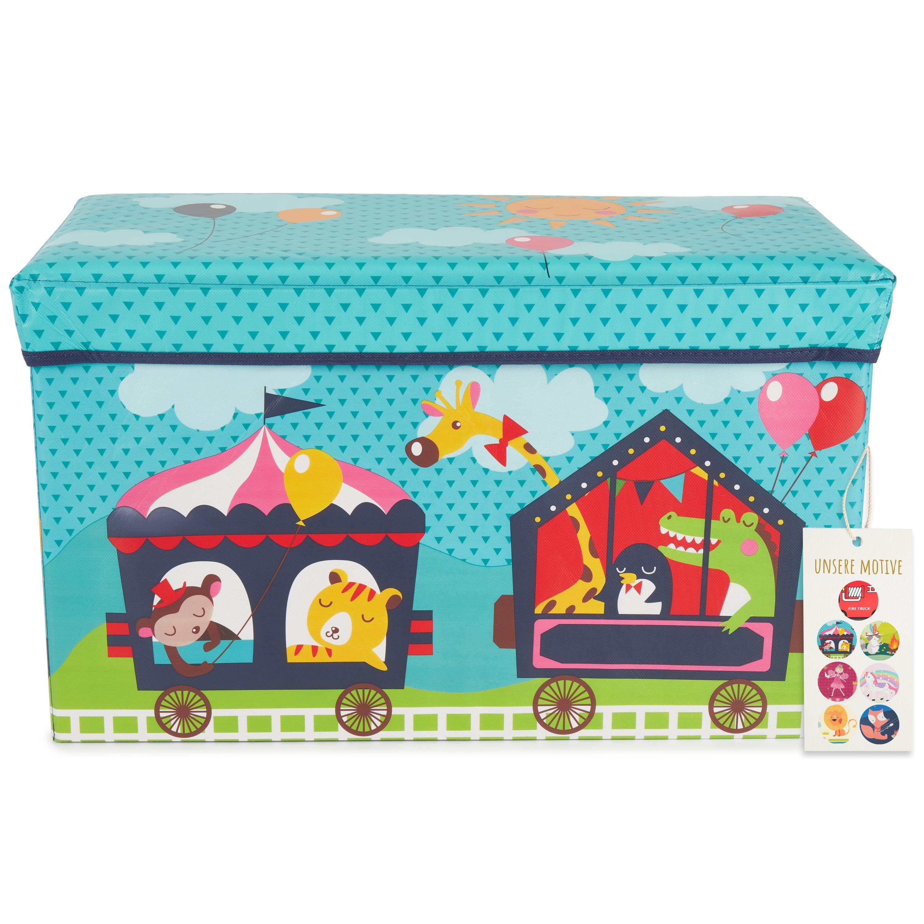 BIECO Spielzeugtruhe Bieco Aufbewahrungsbox mit Deckel Einhorn 60L, faltbar  ca. 60x30x35cm Spielzeugkiste mit Deckel Aufbewahrungsbox Kinder Kisten mit  Deckel Aufbewahrungsbox Groß Wickeltisch Organizer