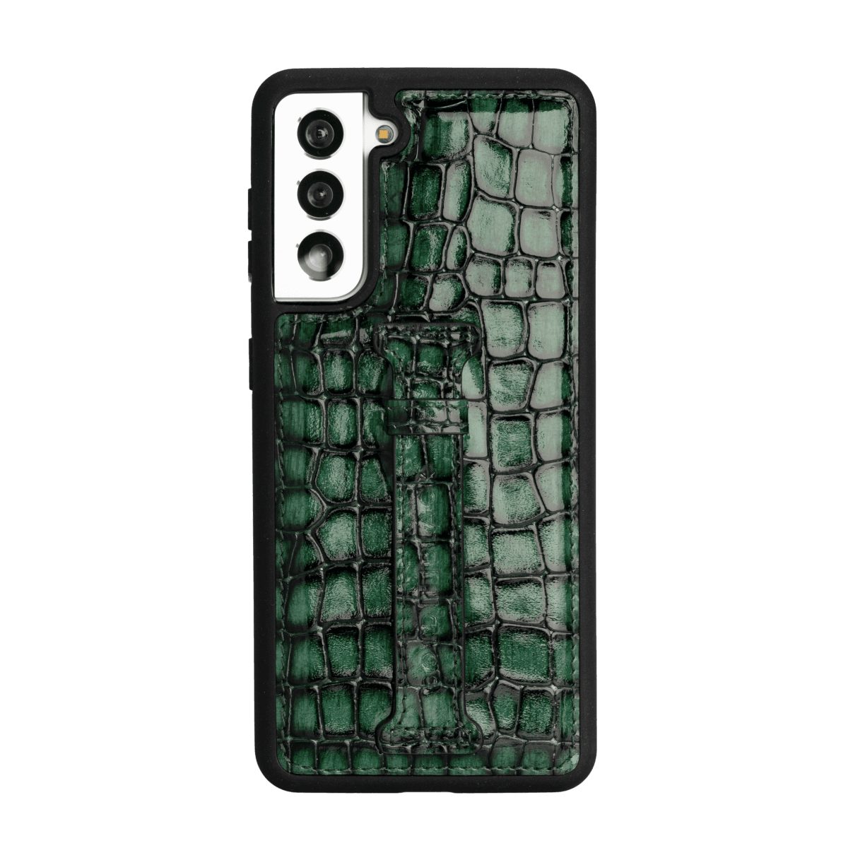 GOLDBLACK Handyhülle GOLDBLACK Samsung S21 Lederhülle mit Fingerschlaufe MILANO-Design Grün